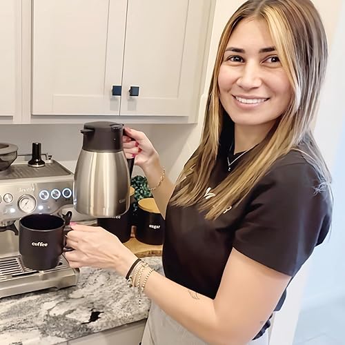 Miniatura 118 de Jarra térmica de acero inoxidable para café, termo de doble pared sellado al vacío, 12 horas de retención de calor Negro