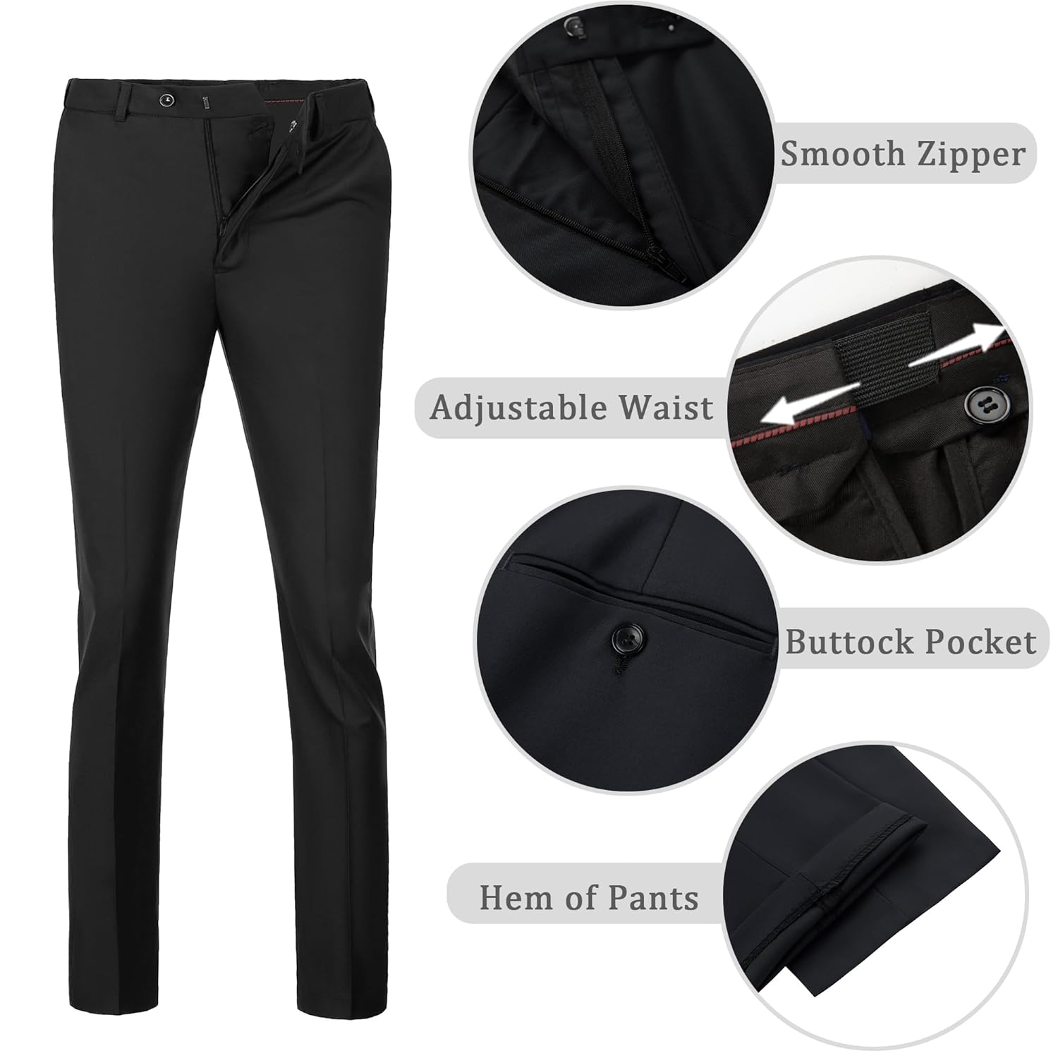 Calça social masculina slim fit frente lisa para homens com cintura expansível oculta, calça de terno casual em promoção! Veja a oferta e mais achadinhos de Calças 6 Hoje é o melhor dia para comprar Calça social masculina slim fit frente lisa para homens com cintura expansível oculta, calça de terno casual com aquele preço maroto! Promoção! Aproveite a oferta! 6