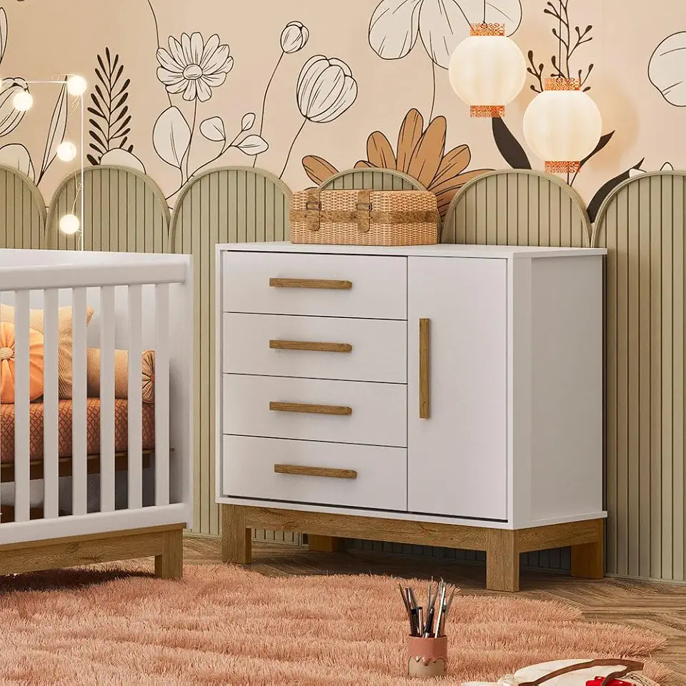 Cômoda Sapateira Infantil Qencanto Slim 4355 Qmovi Branco Acetinado