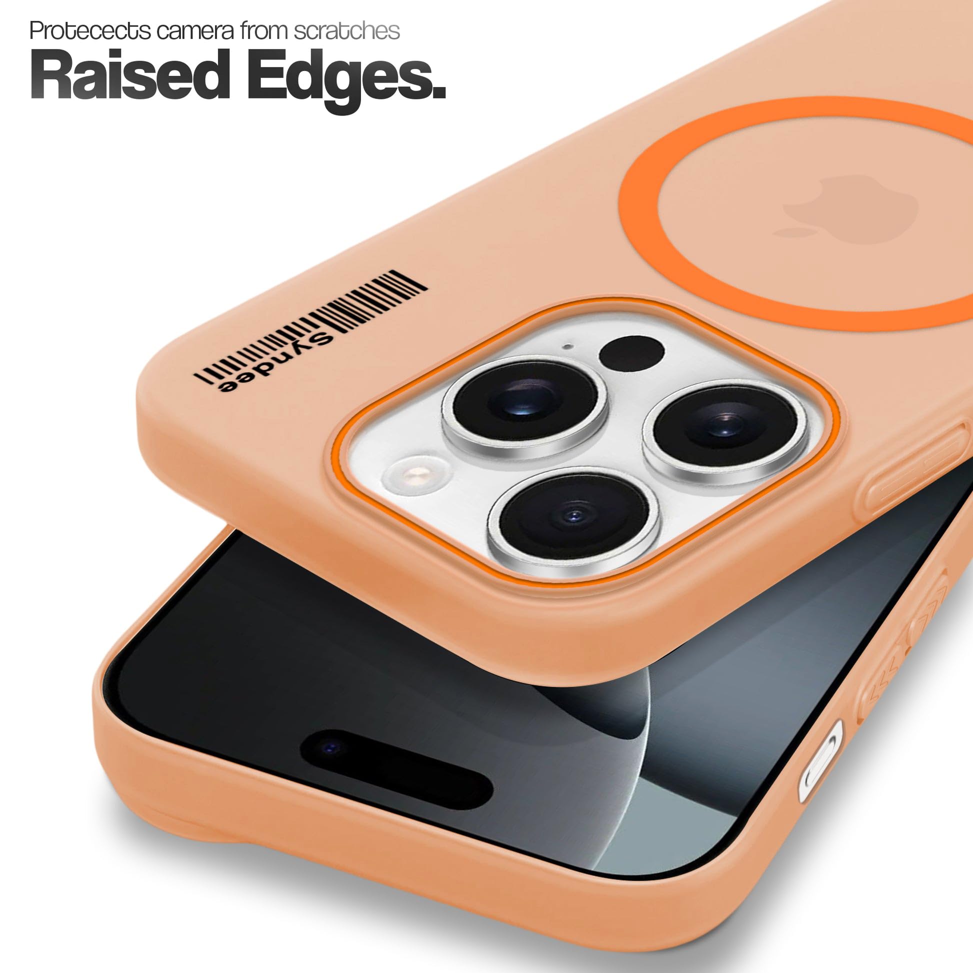 DL3 Mobilak Case Back Cover for iPhone 12/iPhone 12 Pro 6.1-inch, Sleek Frosted Translucent Back Only Compatible with Wireless Magnetic Accessories | Anti-Scratch Shockproof Phone Case (Orange)