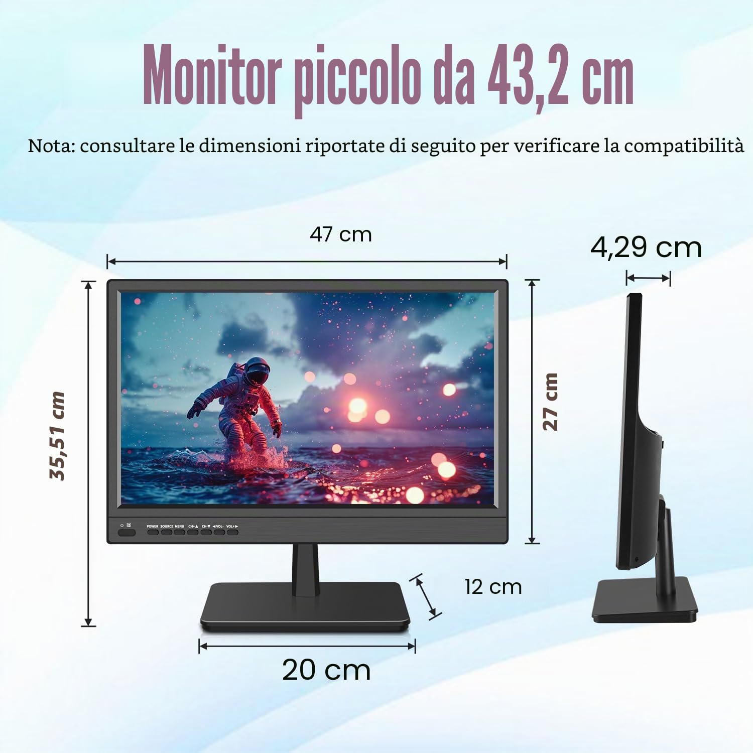 Monitor LED KCR 17 pollici FHD 1920 * 1080 con ingresso HDMI VGA, altoparlanti integrati, frequenza di aggiornamento 60 Hz, tempo di risposta 5 ms