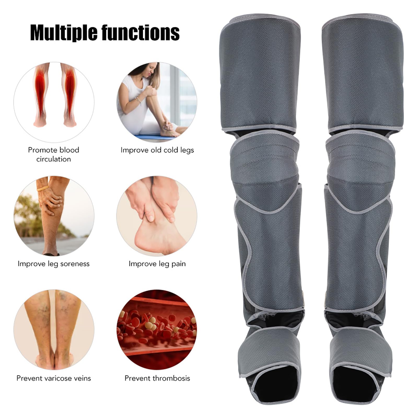 JOSBY Massaggiatore per Gambe Complete aggiornato con Calore, con 3 riscaldamenti 3 modalità 3 intensità Compressione sequenziale, massaggiatore a Compressione d'Aria, per rilassamento e Recupero