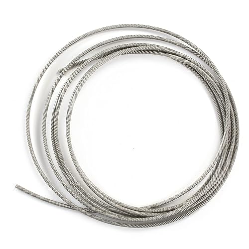 Vista 42 de Heyiarbeit Cuerda de alambre 5/32 de acero inoxidable 304, cable de alambre de PVC de 52.4 pies de longitud, cable de avión perfecto