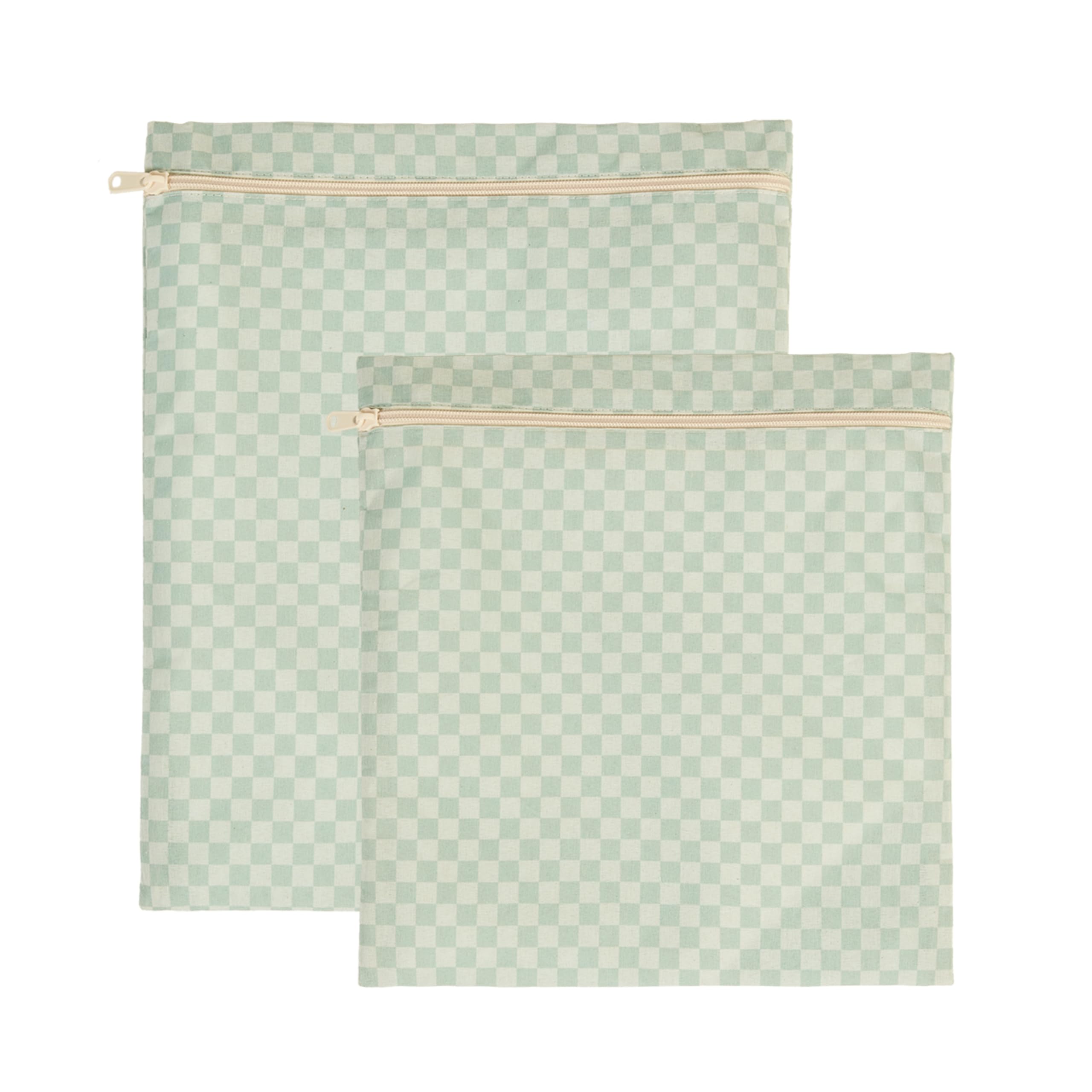Ocean Home Textile 2'li Su Geçirmez Pvc Astarlı Mint Dama Desen Islak Kuru Çantası 28 x 30/30 x 36 cm