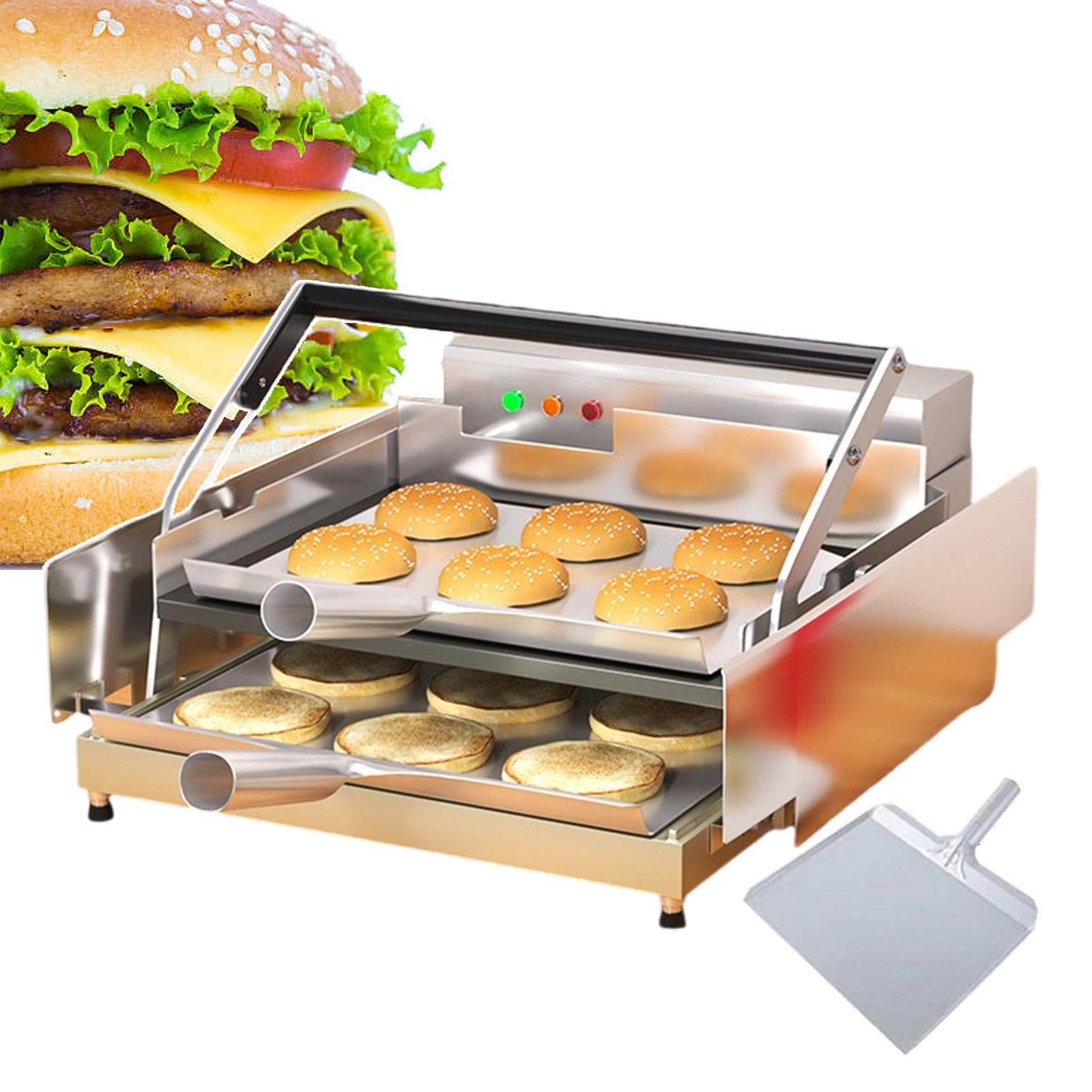AYCDL Hamburger Toaster, Double-Layer Heating Hamburger Oven,for Hamburger Shop, Restaurants, Non-Stick Pan