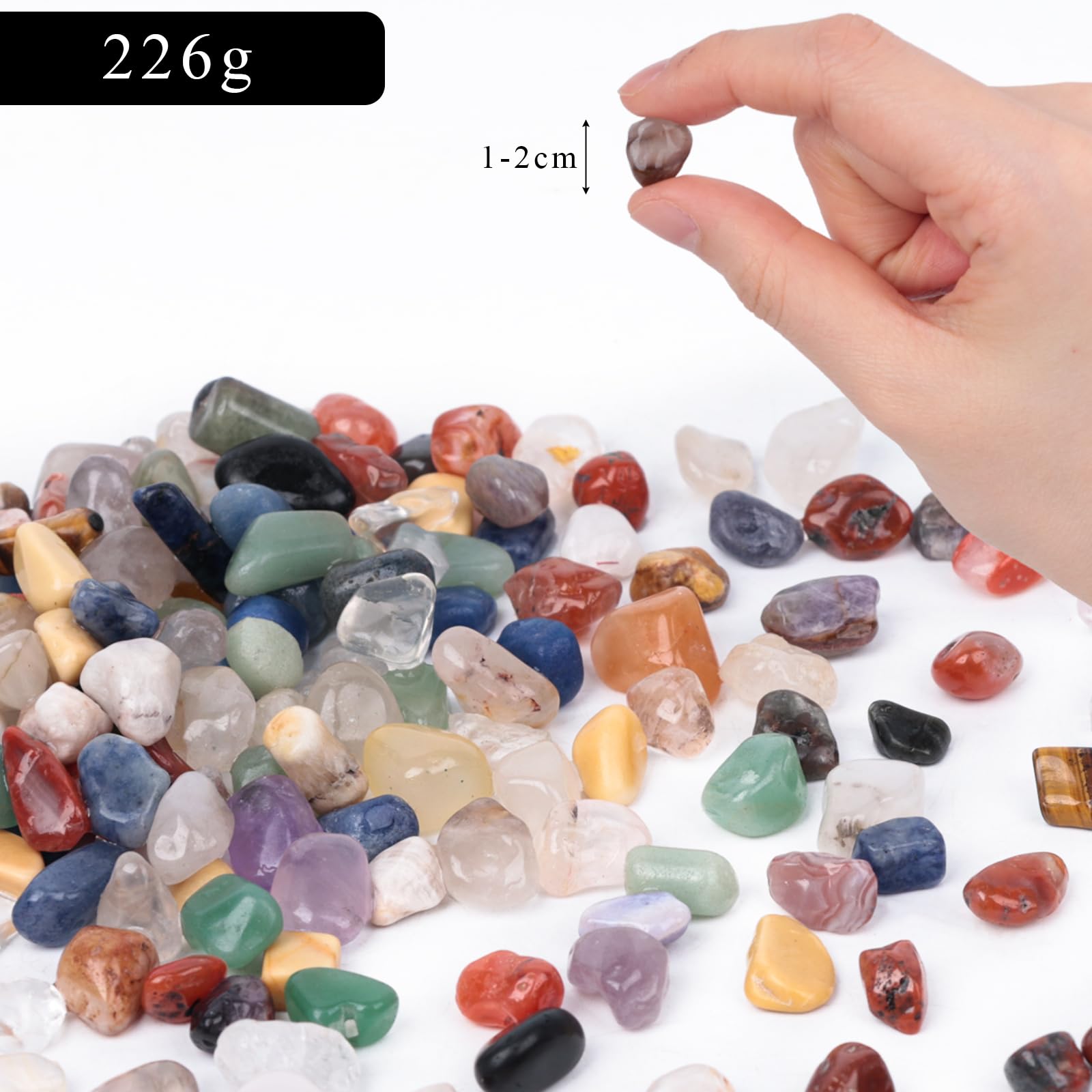 HAKACC 225 g, naturalne kamienie dekoracyjne, 1-2 cm, kamienie dekoracyjne, doniczka na kwiaty, żwir, żwir, do akwarium, doniczki, krajobrazu, wazonu, wypełniacza, dekoracja ogrodu