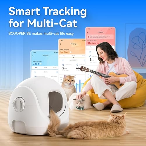 Vista 24 de CATLINK Caja de arena autolimpiante para gatos para varios gatos, monitoreo de salud, caja de arena automática con aplicación, triple control de Gris