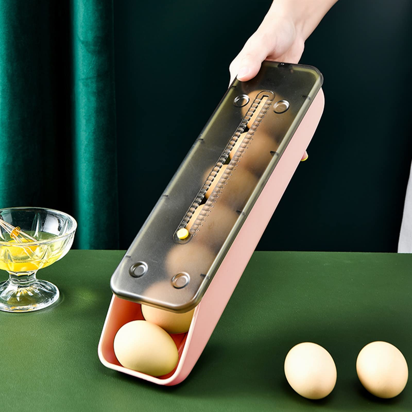 Cesta de Huevos Caja de Huevos para Nevera Contenedor de Huevos rodante Nevera Contenedor de Almacenamiento de Huevos para Nevera Apilable (Azul)