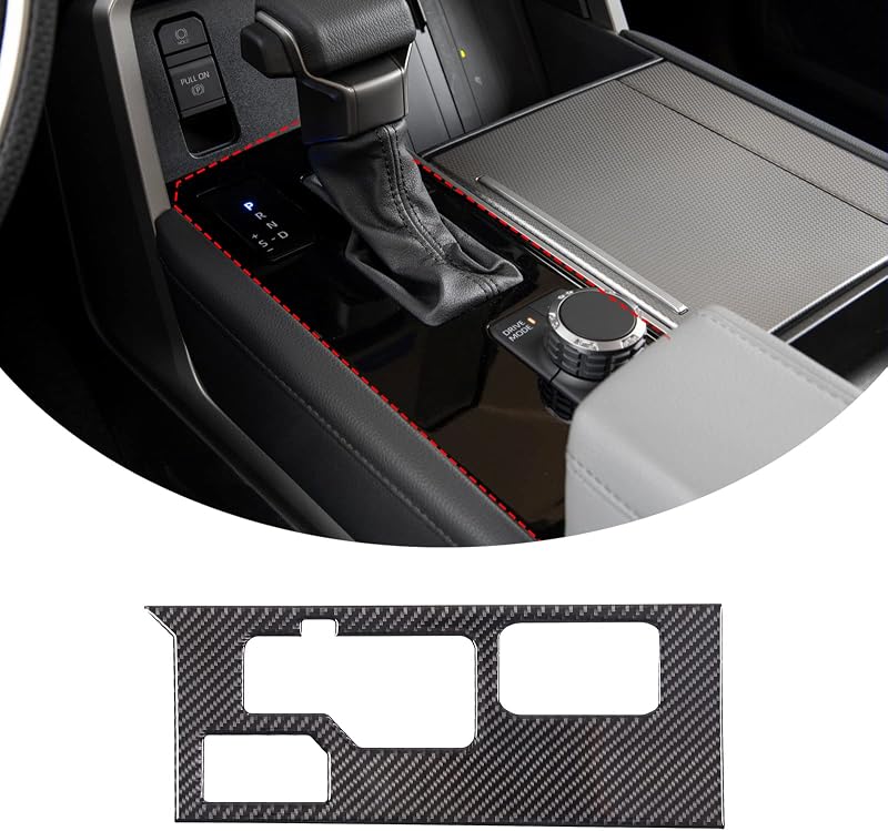 Moldura de acabamento para painel da alavanca de câmbio Aunginsy em fibra de carbono para Toyota Tundra 2022–2026+ e Sequoia 2023–2026+