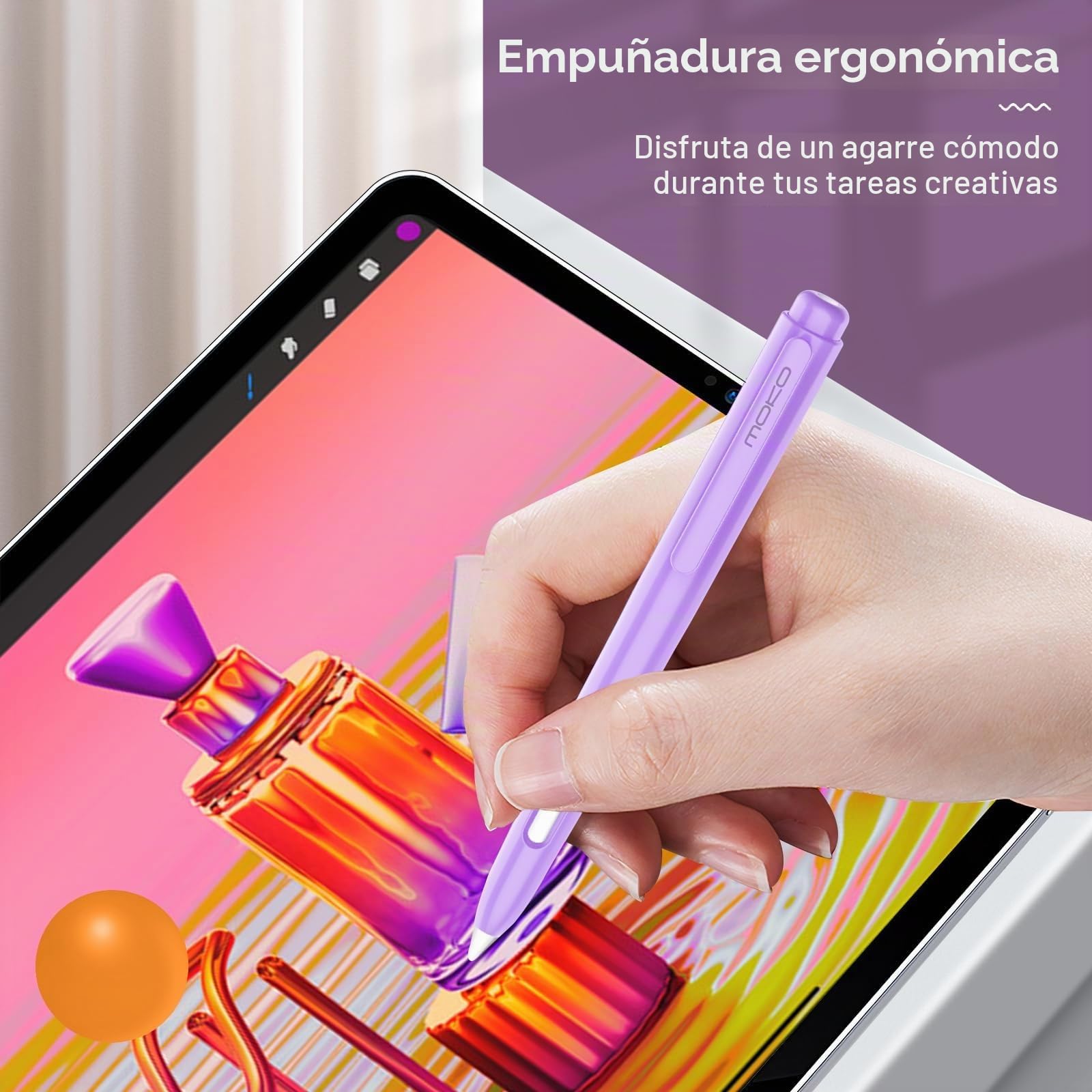 MoKo Funda Compatible con Apple Pencil 2ª Generación, Apple Pencil Funda Protectora Retráctil con Clip Resistente, Apple Pencil Funda PC Dura, Soporta Doble-Tap, Morado