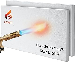 2 Pack Ceramic Fiber Insulation Board, 2300f-rated, 24 x 15 x 3/4 in, Thermal Insulation Ceramic Board for Wood Stoves Fireplaces Furnaces Forges Kilns Pizza Ovens