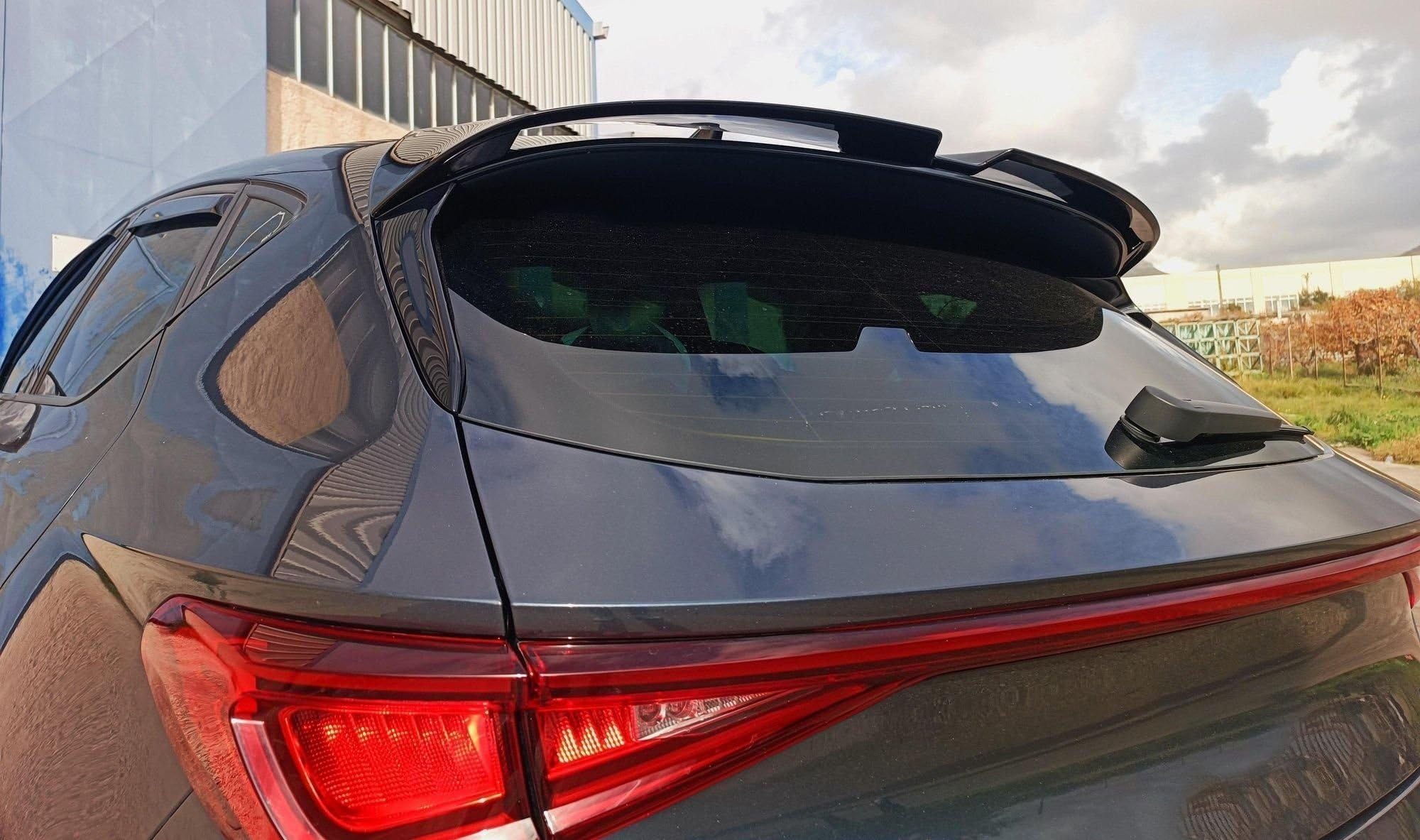 CHROMEMASTER | Spoiler da Tetto; Spoiler Posteriore Compatibile con SEAT Leon Hatchback 2020 +; Alettone Tetto; Poliuretano; Per la verniciatura; Metodo di Montaggio: Colla | Tuning Ottico per Auto