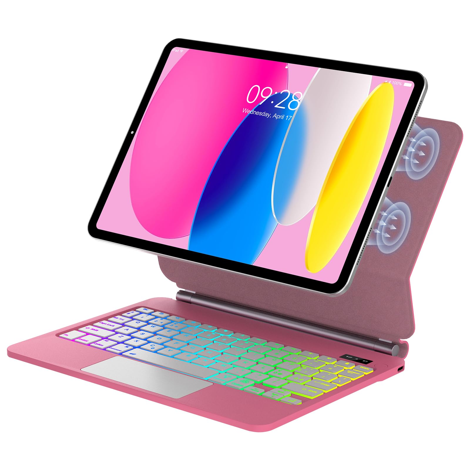 IVEOPPE Tastiera iPad A16 11ª generazione 2025/10ª generazione 2022, Cover Tastiera Italiano ‎QWERTY con Magnetico Trackpad Muti-Touch,7 Colori Retroilluminazione, Layout italiano, Rosa