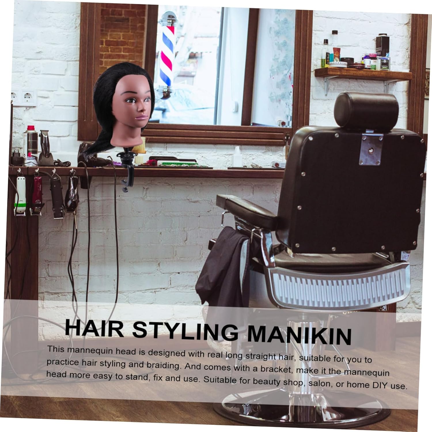 Balacoo Hairdresser Training Head Mannequin Head Human Hair Braided Hair Model for Salon