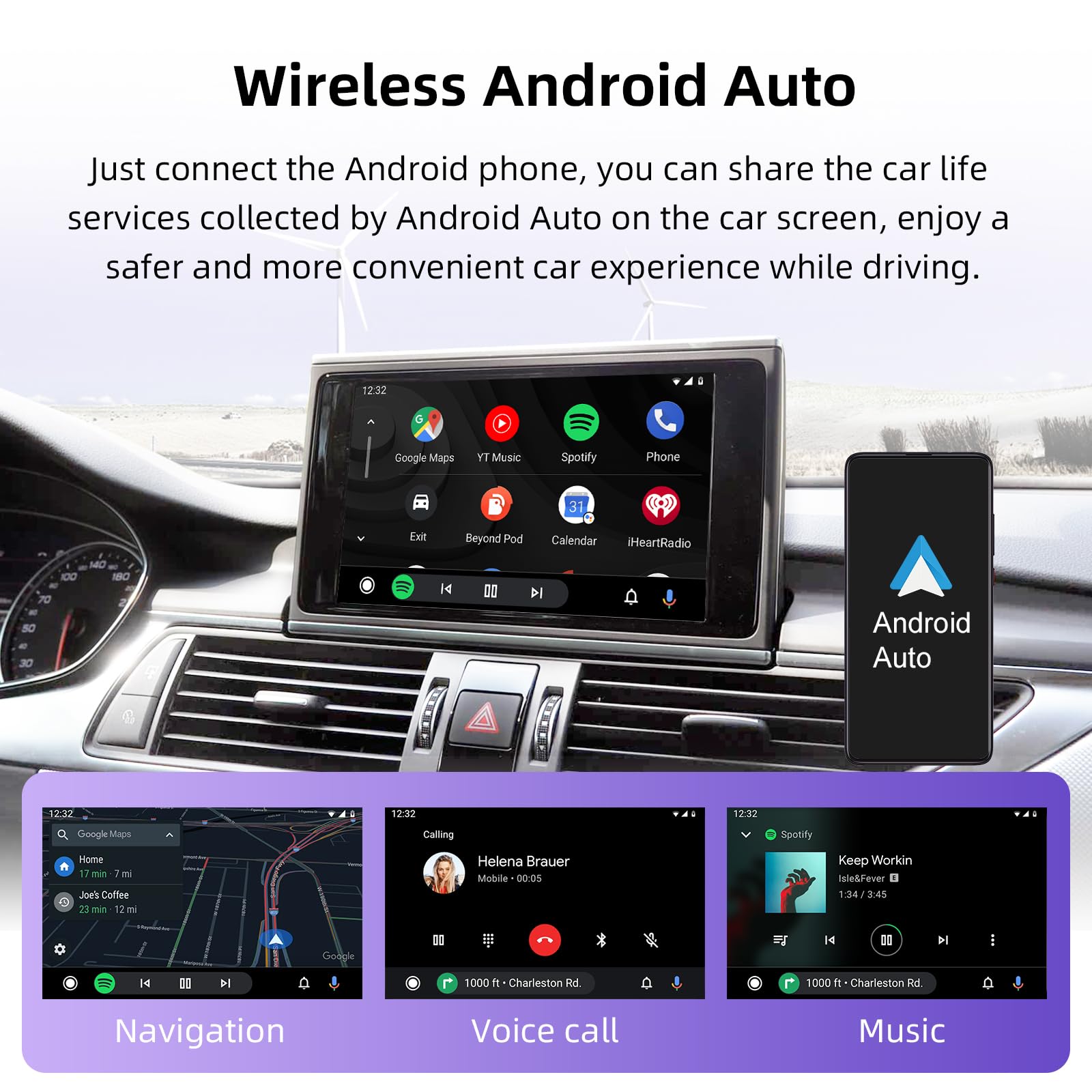 EZoneTronics CarPlay inalámbrico y Android Auto Retrofit Kit para Audi A4/A5/A6/A7/Q2L/Q5L/Q7 2014-2022 con Sistema MIB/MMI 3G Plus OEM Decodificador Plug & Play con MirrorLink SWC WiFi BT GPS Siri
