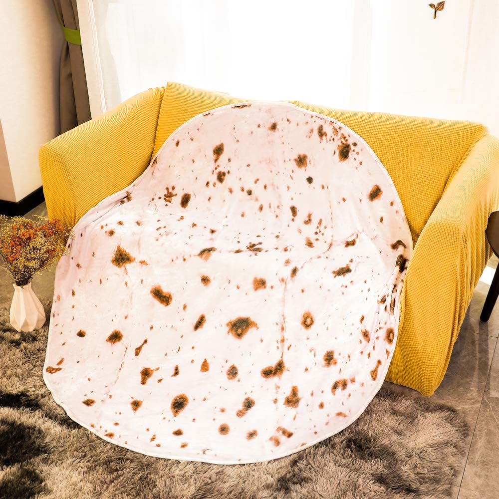 Villsure Burritos Tortilla Blanket,Realistic Giant Round Burritos Wrap Blanket,Soft