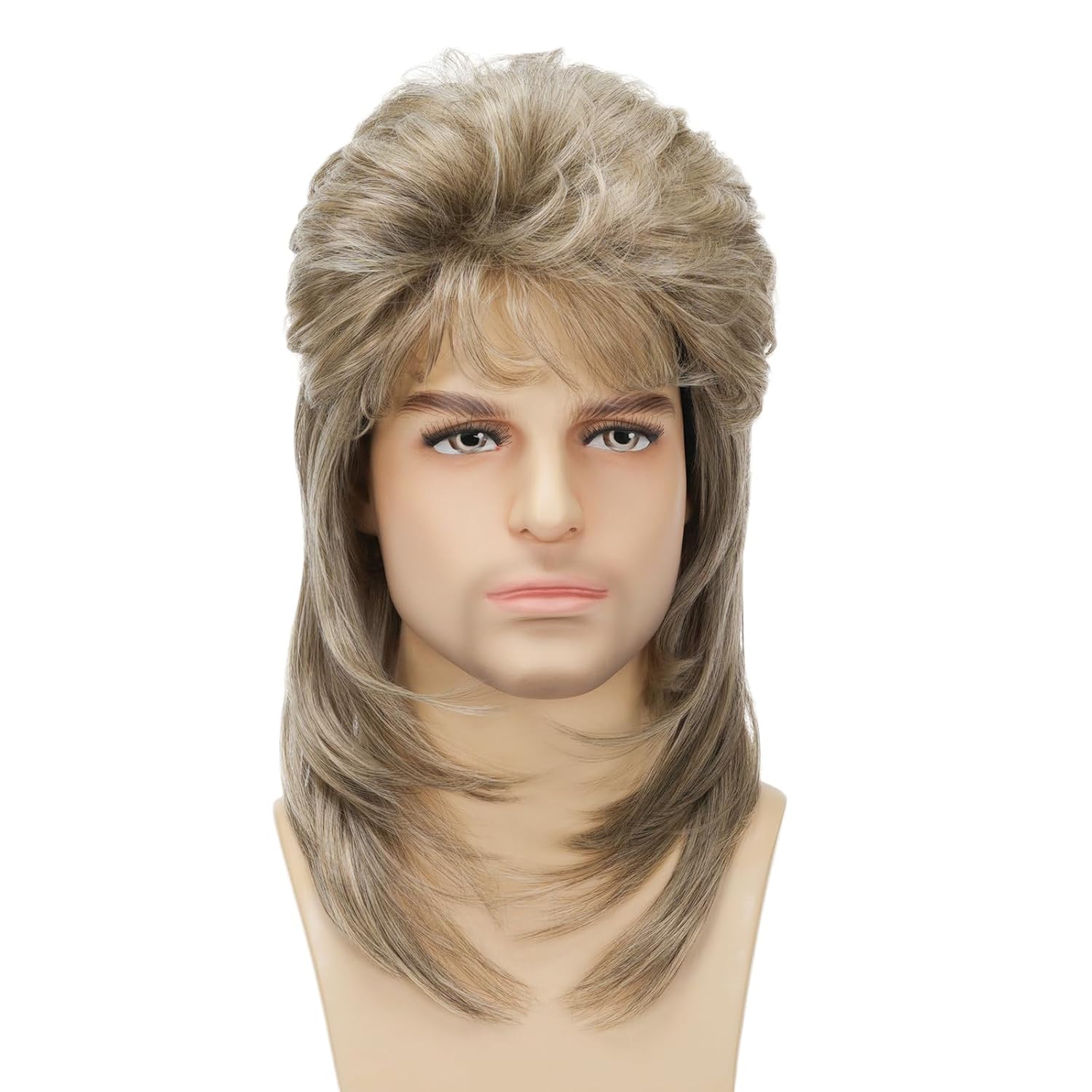 Mullet Wig Blonde 80s Men Wig,Punk Rocker Hair Party Daily Halloween Costumes Long Wigs - Image 3