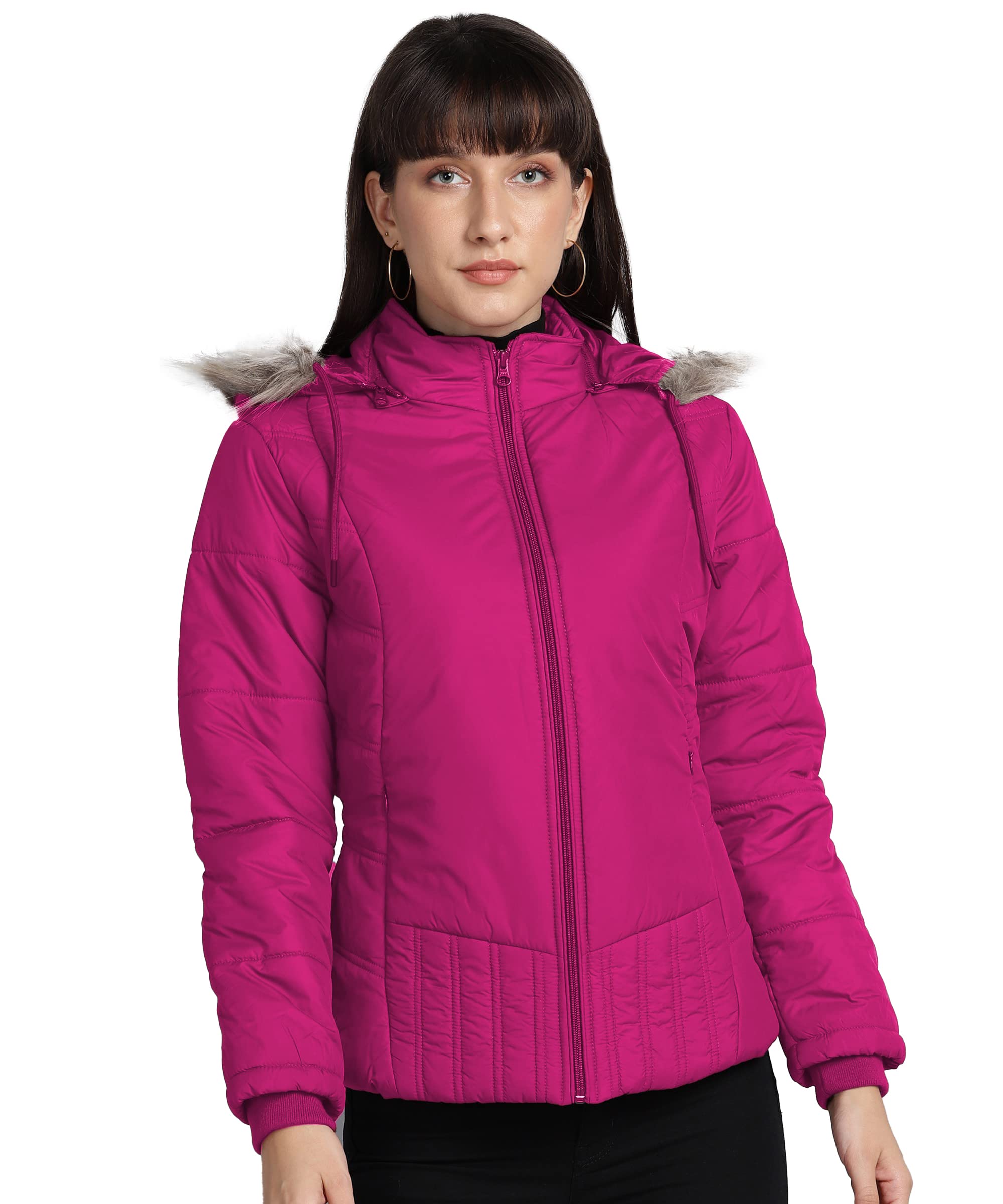 FASHIOFFLY Girls Zip Closer Pocket Jacket-94 Dark Pink 15-16 Years