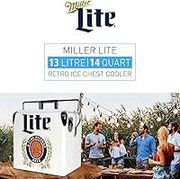 Vista 2 de Miller Light - Hielera retro - Cubo de hielo portátil con abridor de botellas, estilo vintage, aislado para acampar, playa, pícnic, RV, parrilladas