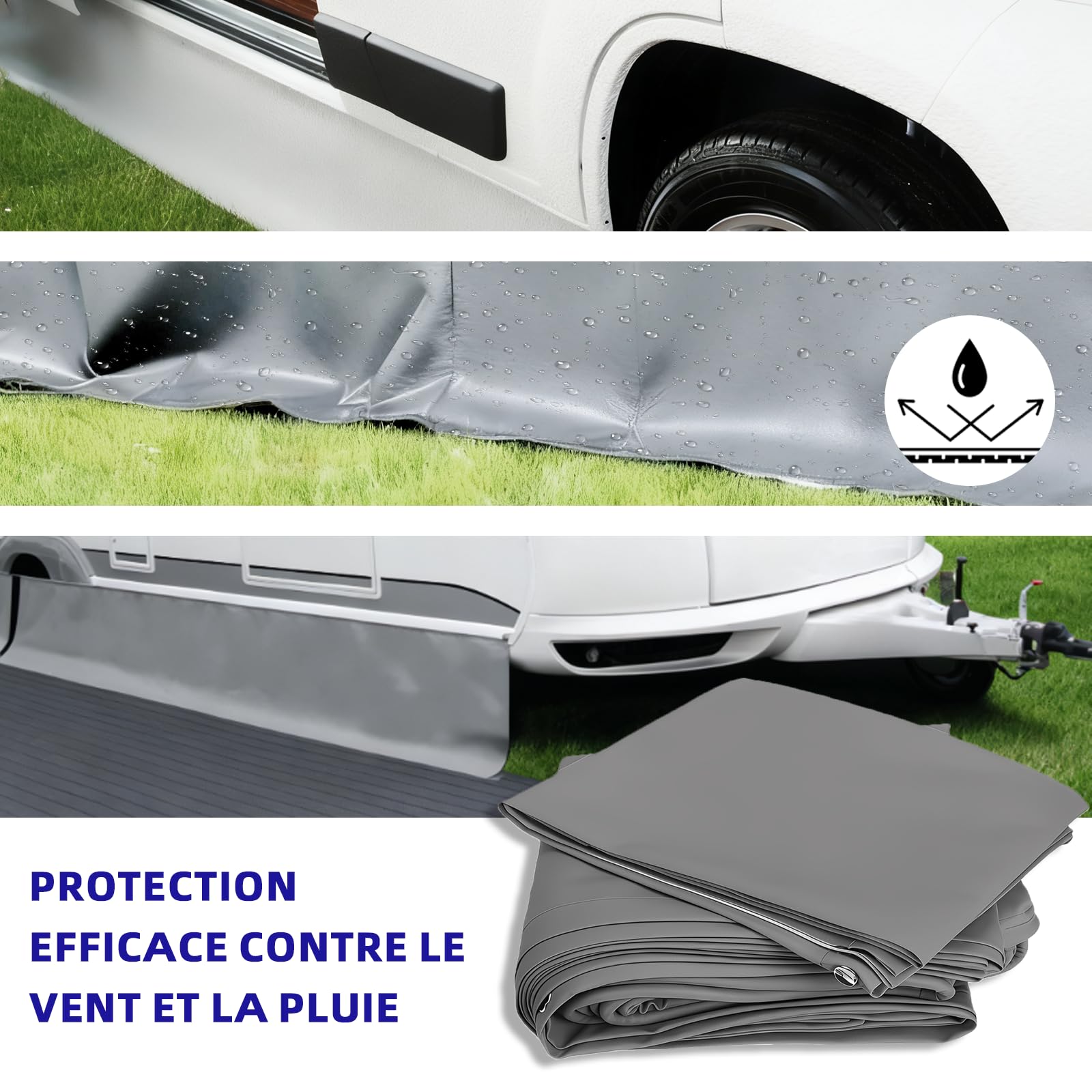 Jupe de Sol pour abri de Camping-Car, Dimensions Standard pour Camping-Cars et fourgons aménagés. Convient aux Camping-Cars et fourgons aménagés. 7 x 0,5 m.