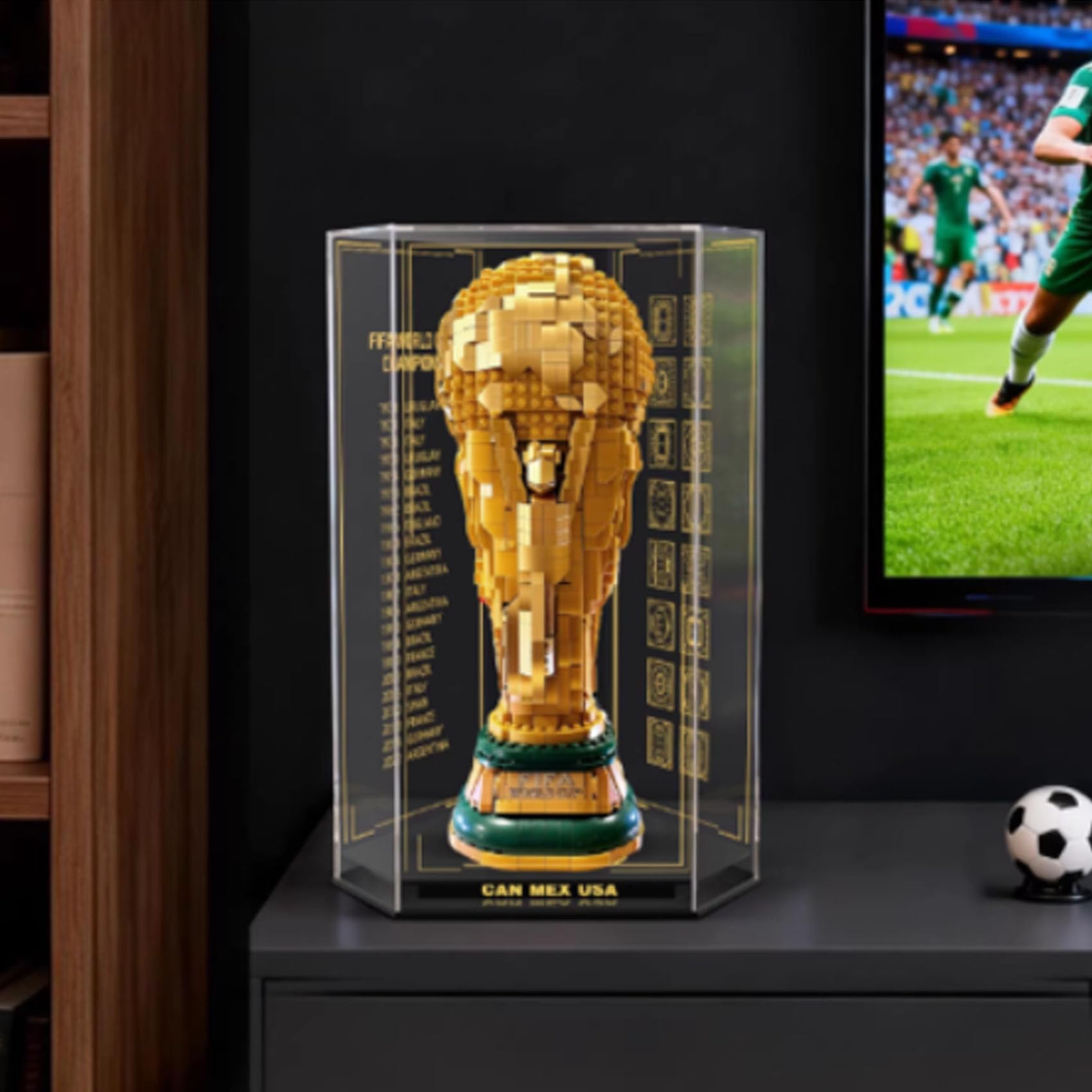 Vitrina acrílica para Le-go 43020 modelo de trofeo de la Copa Mundial de la FIFA, caja expositora a prueba de polvo (solo caja de exhibición)