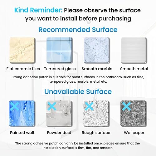 Miniatura 9 de Organizador de ducha con diseño de panel plano, organizador y almacenamiento de baño antipuntas y anticaídas, paquete de 2 estantes de ducha de