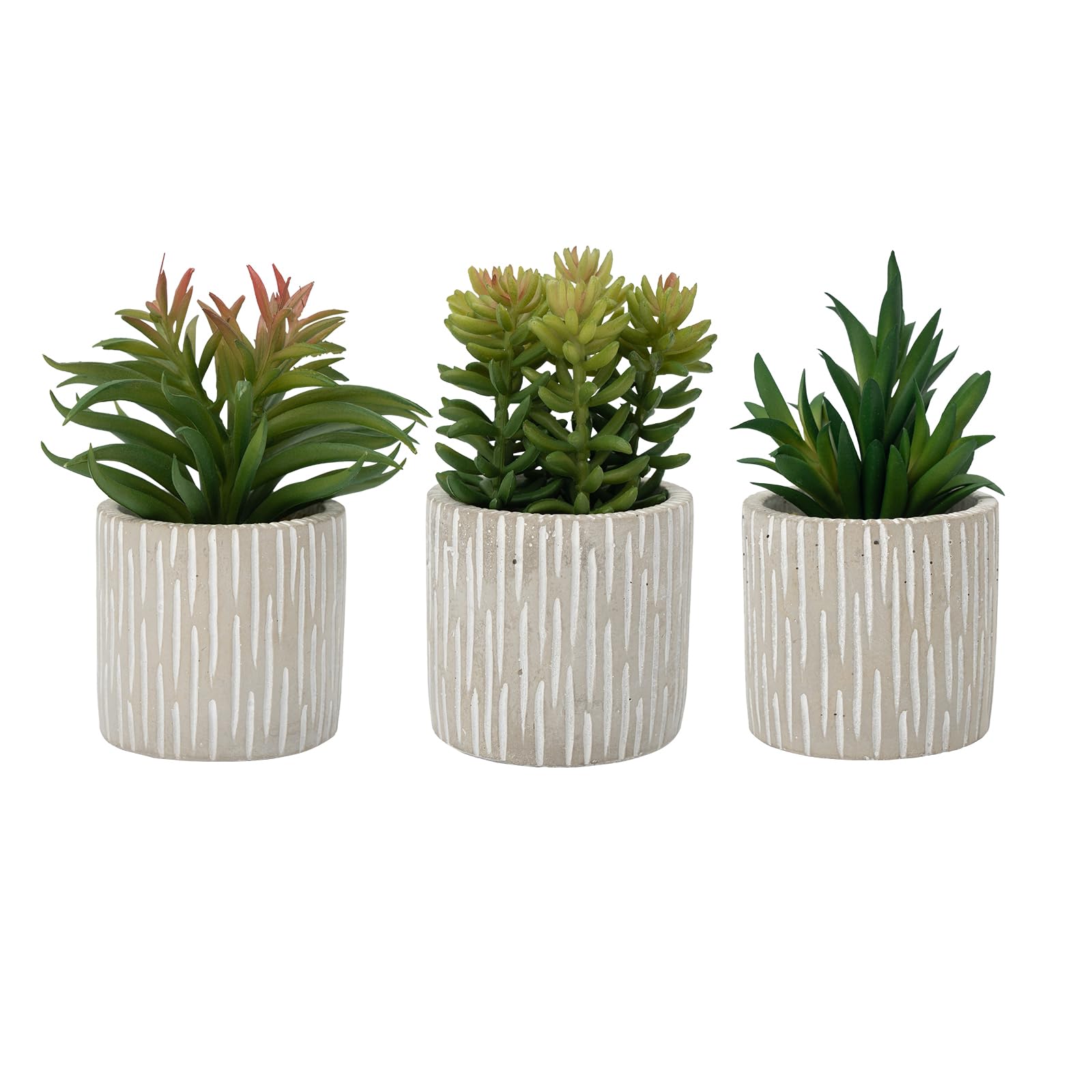 HOFMEFY Fake Plants in Concrete Pots, Oval, Small