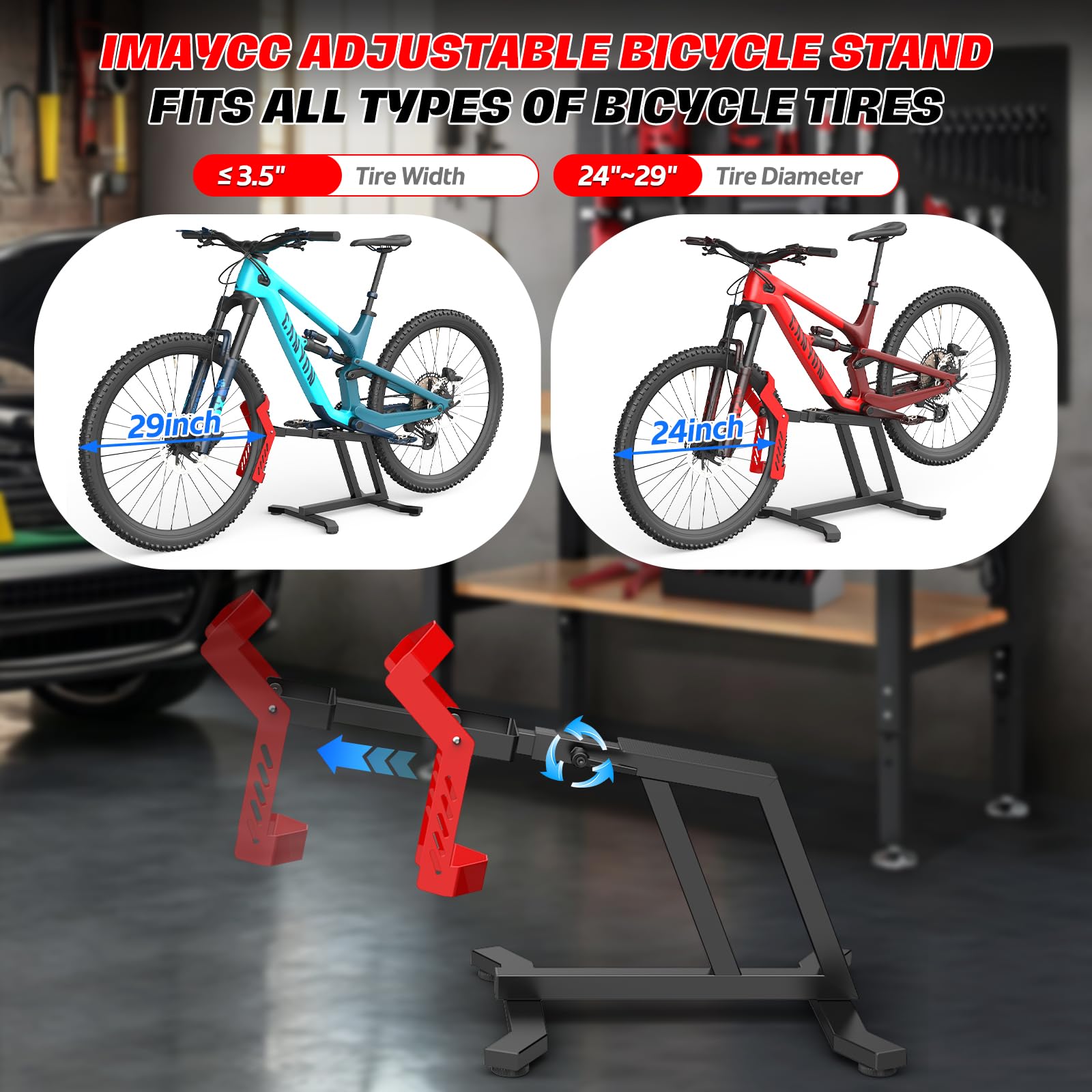 Béquille de vélo électrique - Support de réparation de vélo pour 24 à 29 | Construction en acier robuste, convient pour les vélos électriques avec moteur central, facile d'entretien