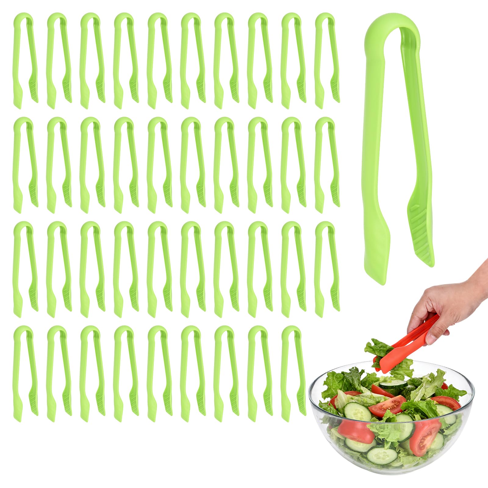 QUARKZMAN 40 Pezzi Pinze Per Tostapane, 8 Pollici Pinze Da Cucina Per Servire Clip Pane E Insalata Resistente Al Calore Alimenti Cucinare Cottura BBQ Strumenti Buffet, Verde