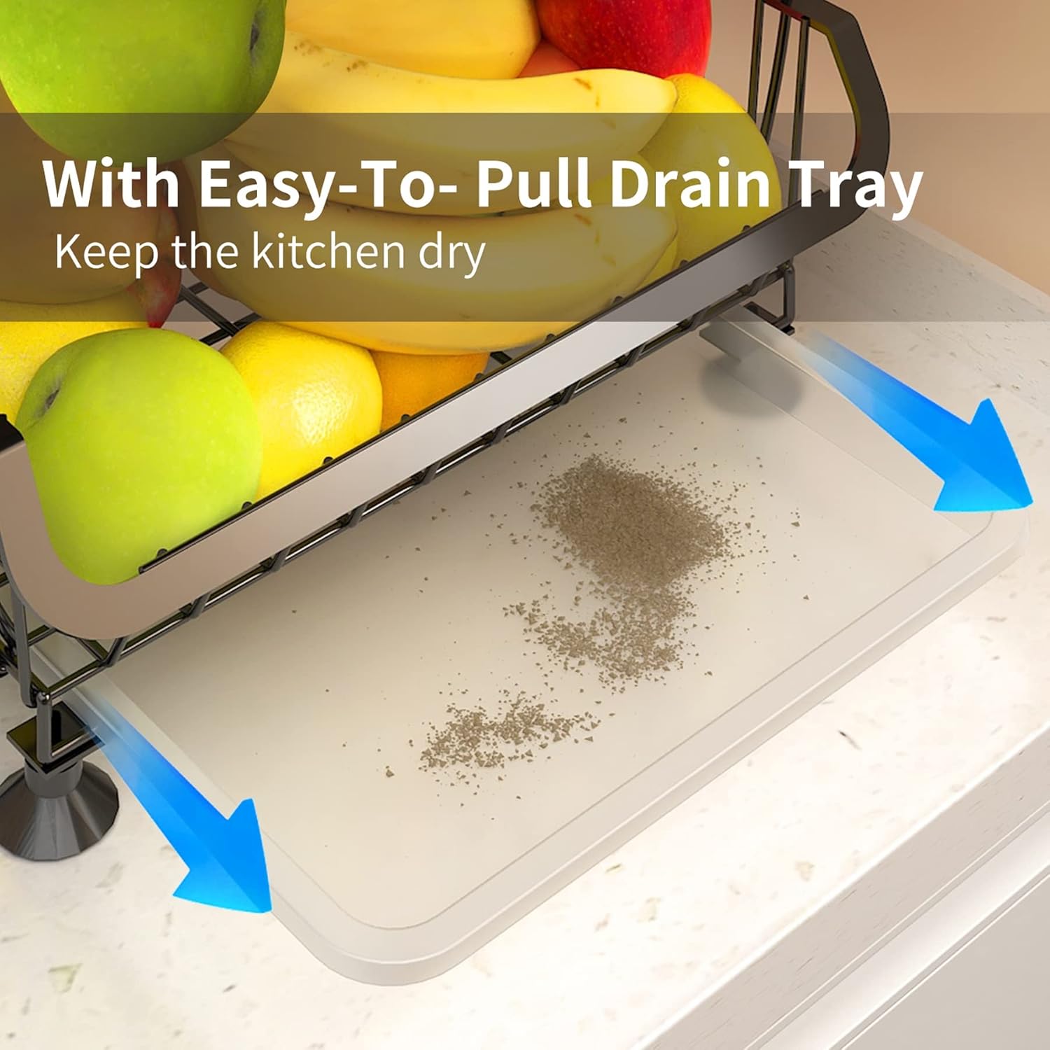 6 Tier Rolling Vegetable Cart Fruit Organizer Stand Stackable Wire Basket Stand Storage Utility Metal Cart with Wheels for Kitchen Bathroom Living Room Bedroom Laundry Room Office (With Tabletop)