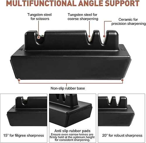 Miniatura 4 de MIDSKY Kit de afilador de cuchillos rodantes, herramienta profesional de sistema de afilado de rodillos con discos de diamante y cerámica, ángulo