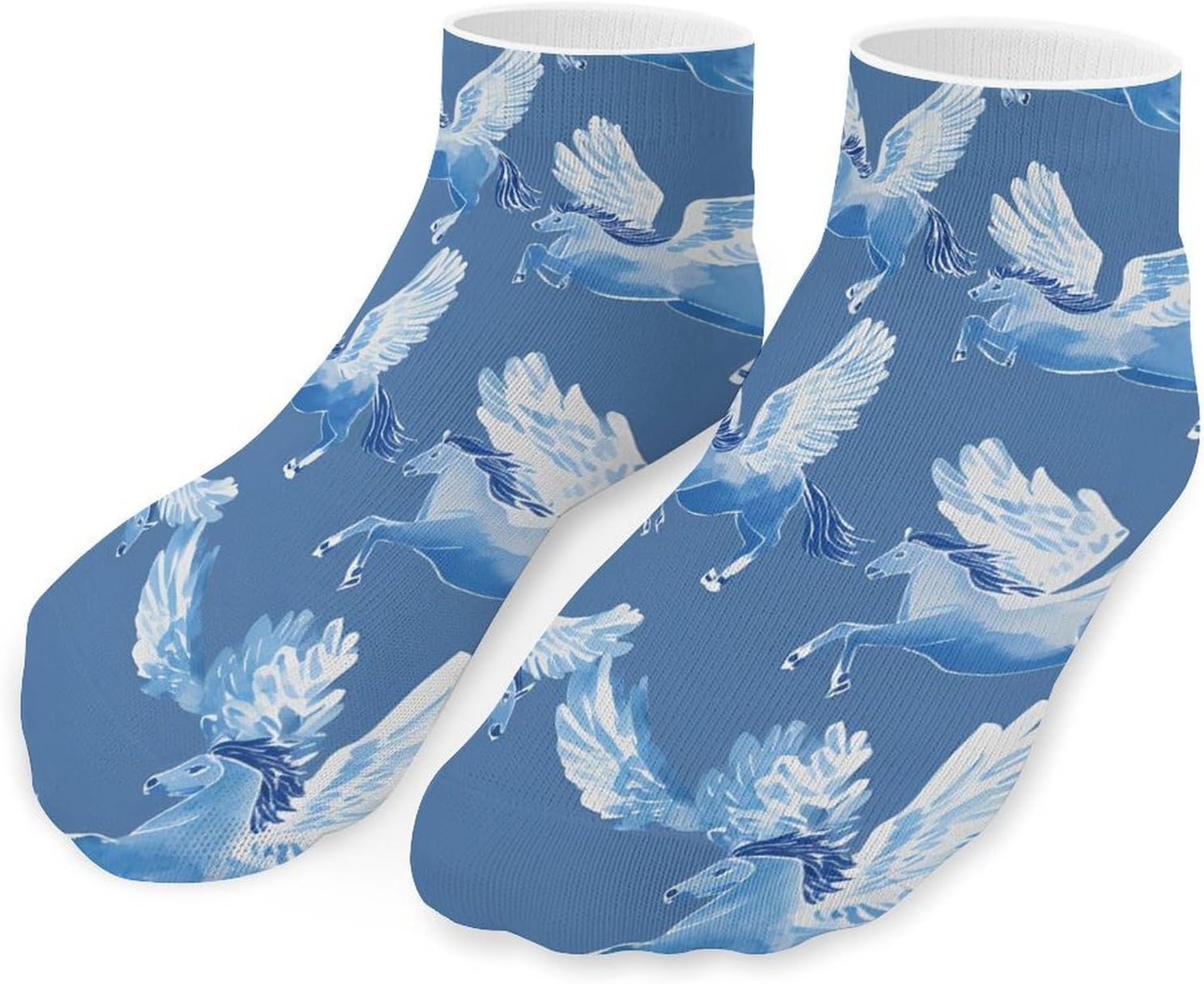 Pegasus Flying Horse No Show Ankle Socks Low Cut Non Slip Flat Boat Line 5 Pairs Set