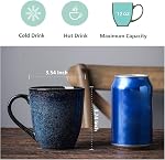 Vicrays Coffee Ensemble de tasses, 12 Ounce, ensemble de 6, Mug en céramique pour hommes, femmes, Mugs émaillés uniques avec poignée pour café, thé, lait, cacao, céréales(bleu)