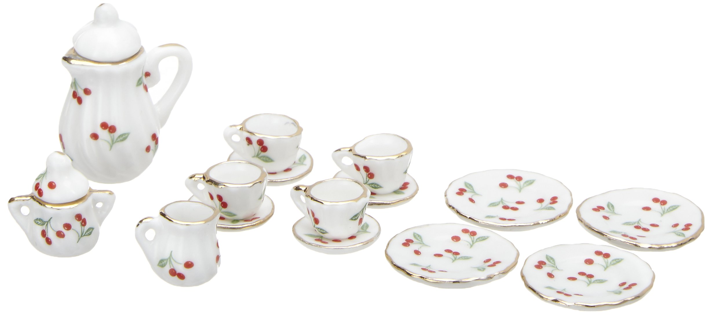 Miniature 17-Pc. Cherries on the Vine Tea Set sold at Miniatures