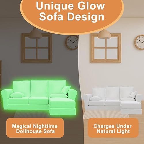 Miniatura 6 de Sofá de casa de muñecas en miniatura a escala 112, moderno sofá PLA para mini decoración, sofá de muñecas ligero para jugar y exhibir, sofá pequeño