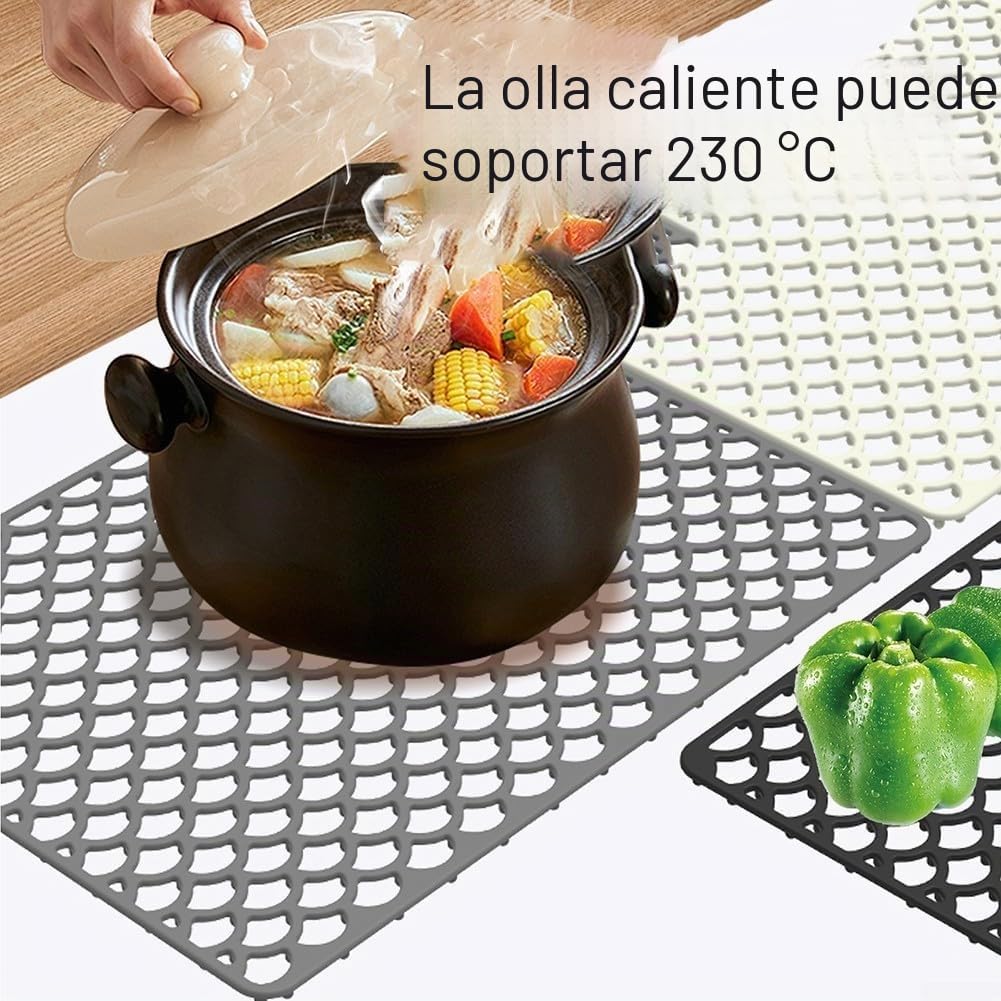 Protector de fregadero de silicona, para uso en cocina, seguro para el contacto con alimentos y fácil de limpiar (blanco)