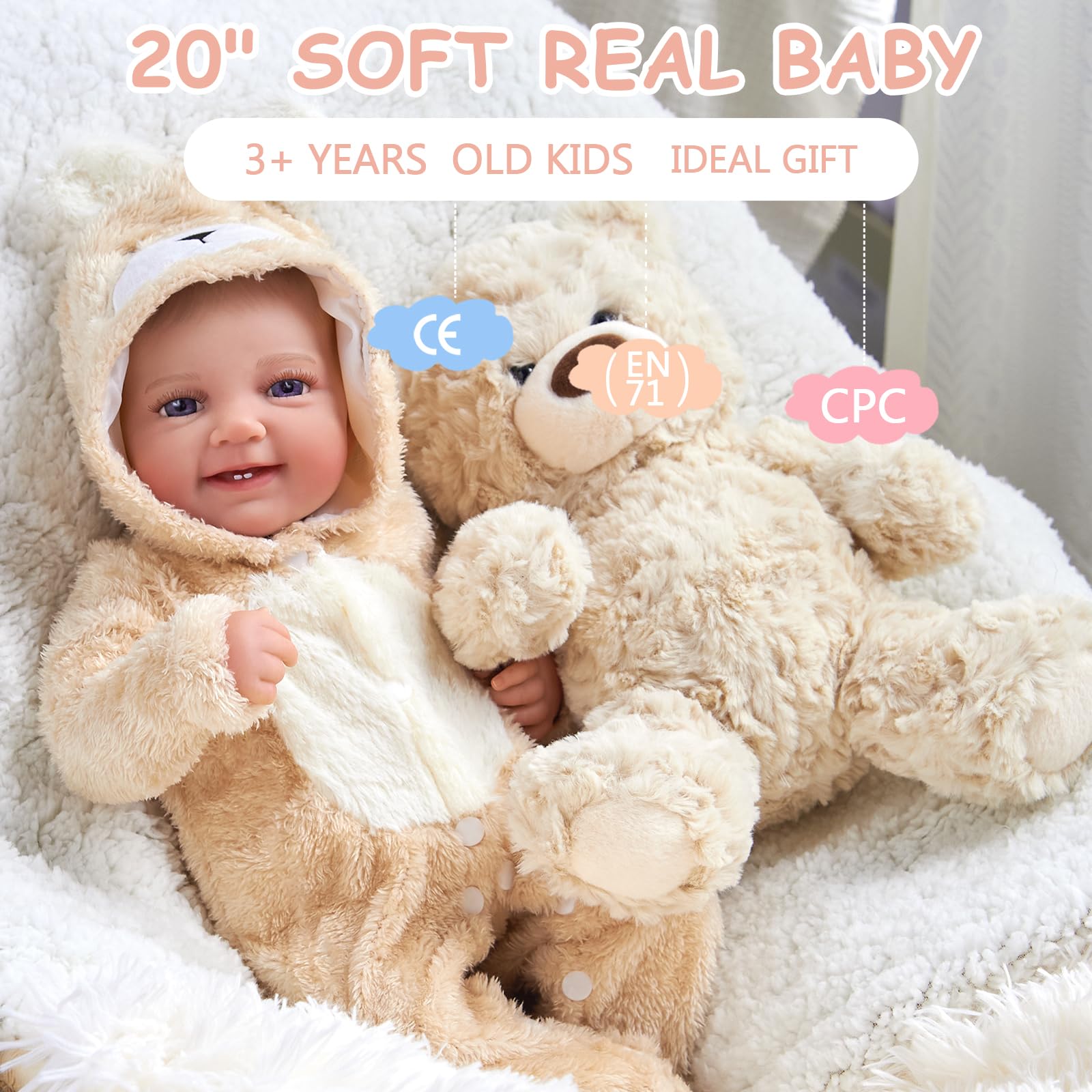 Nenuco Bebe BABESIDE Muu00f1eca Bebu00e9 Reborn De 20 Pulgadas