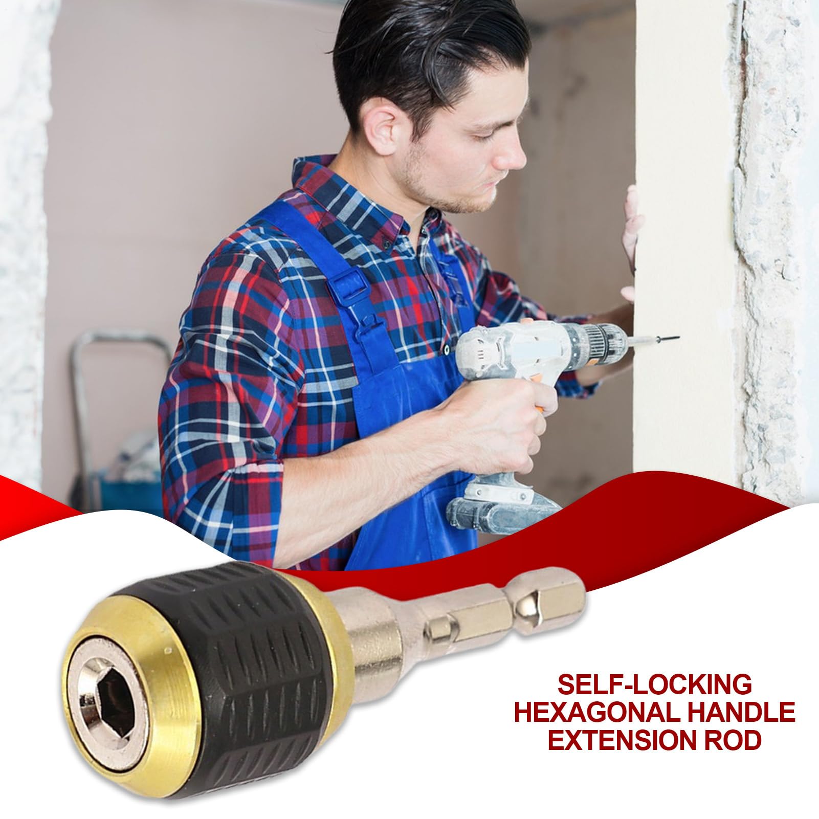 Alargador De Broca Para Taladro | Barra de Extensión con Mango Hexagonal,Adaptador De Liberación Rápida, Accesorio Multiusos Para Reparación Construcción Instalación