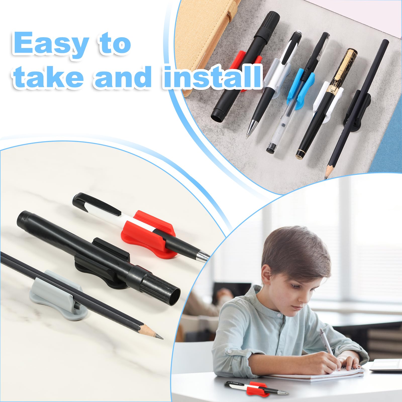 ZFbuhuo Lot De 10 Porte-stylos Adhésifs En Silicone Pour Bureau, Salle De Classe, Marqueurs Pour Bureau, Maison, Fournitures Scolaires (noir