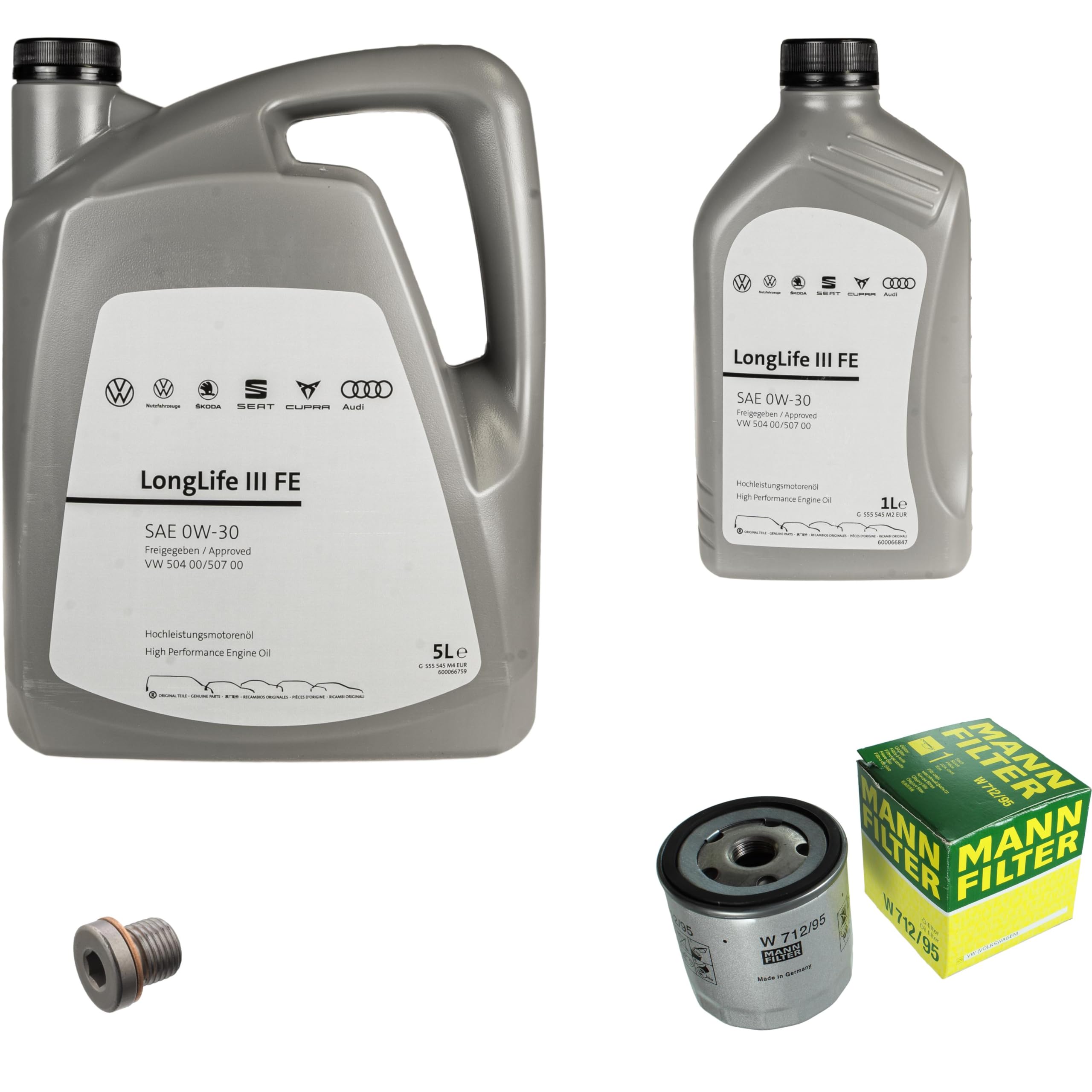 Pacchetto di ispezione pacchetto di manutenzione filtro con 6 l 0W-30 olio motore LongLife 3 FE, filtro olio vite di scarico olio