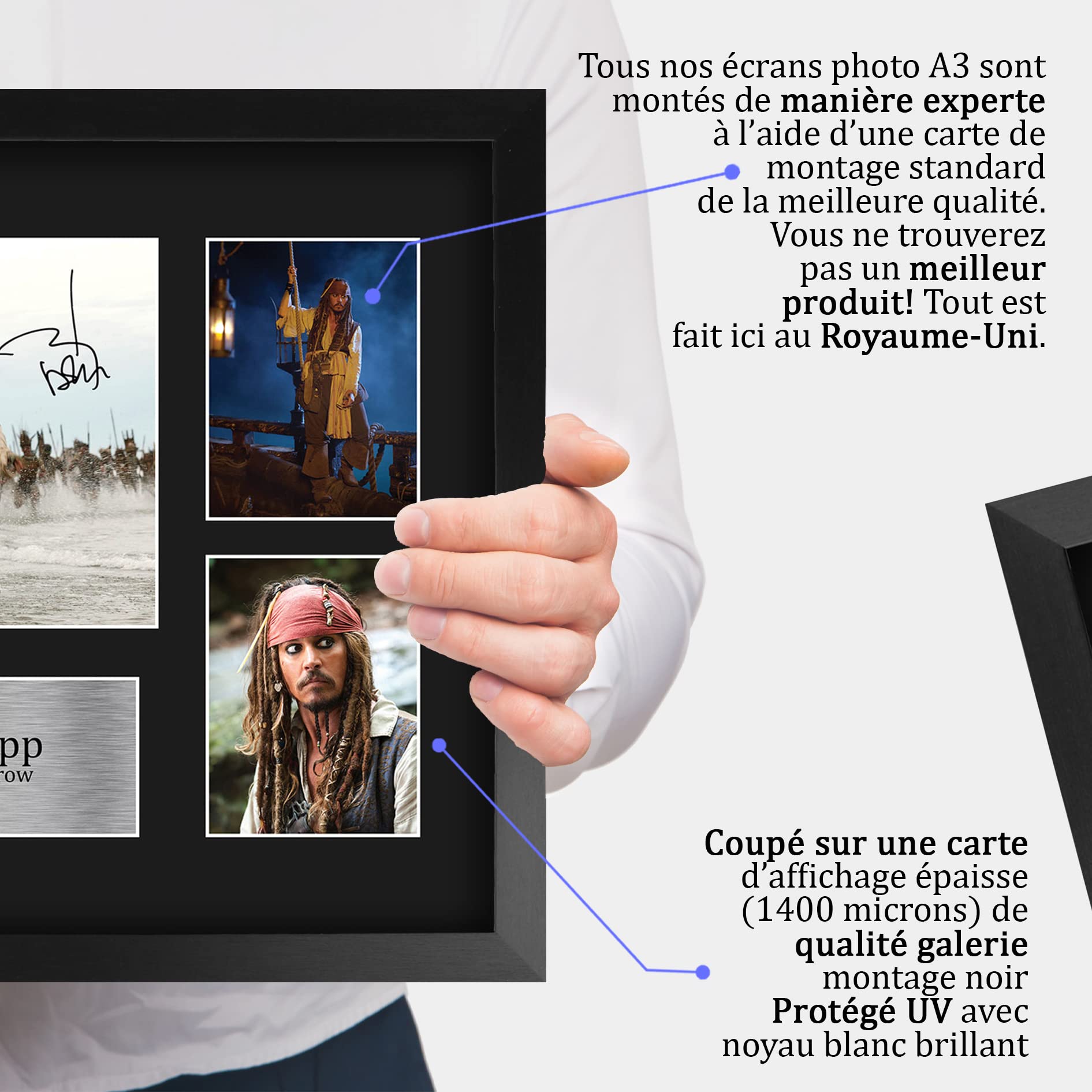Pirates of the Caribbean Johnny Depp Autographe Affiche Encadrée A3
