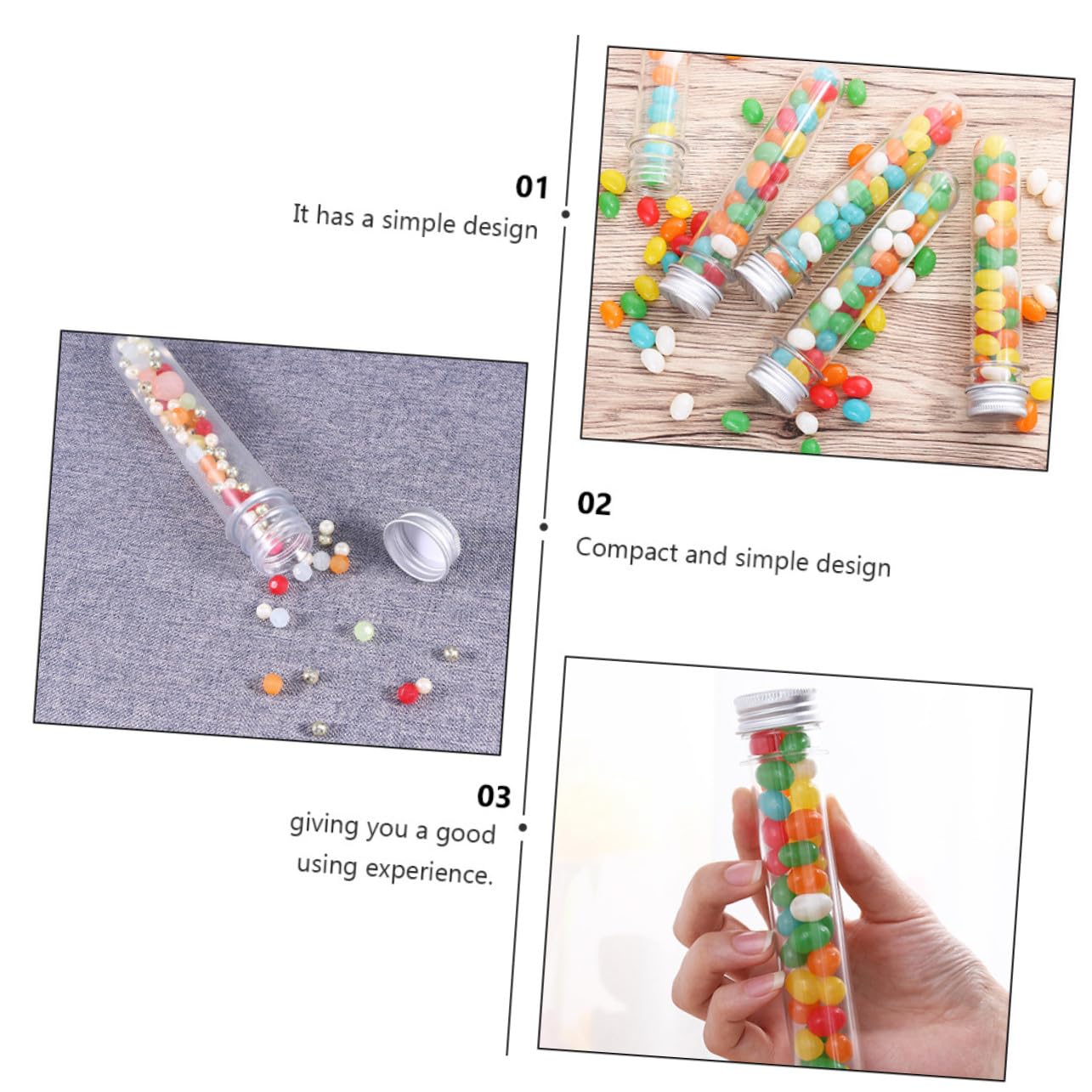 Sosoport 50 Piezas Botella de Tubo de Ensayo Transparente para Baño y Dulces Frascos de Tubo de Ensayo de Pet para Uso Doméstico