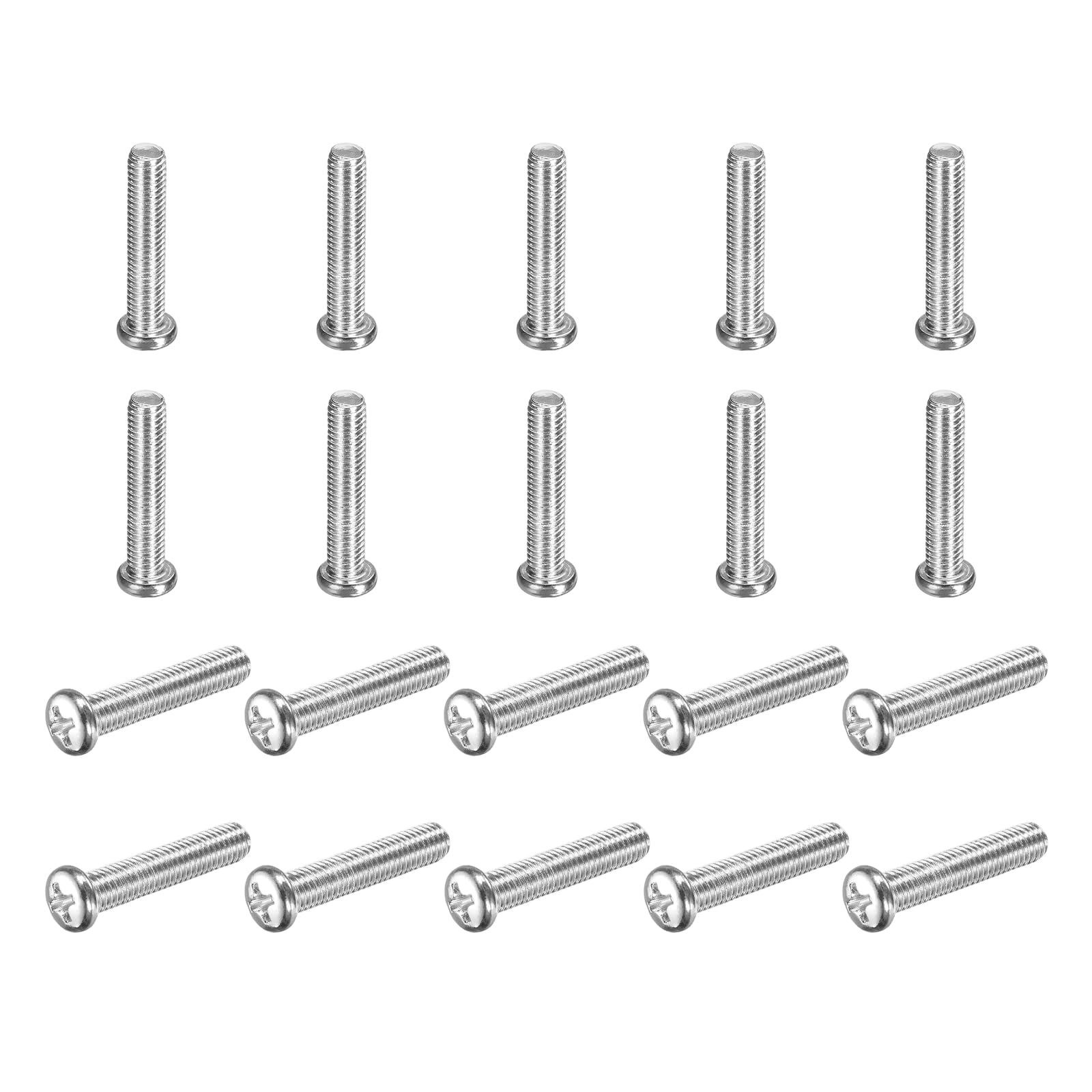 sourcing map 50 Pcs M5x25-0.8mm Phillips Pan Head Machine Screws, Carbon Steel Full Thread