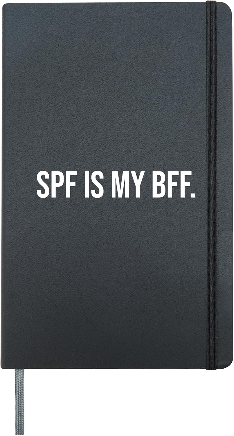 SPF Is My BFF Sunscreen Skincare Esthetician Hardcover Journal, Black