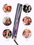 LANDOT Hair Straightener and Curler 2 in 1, Dual Voltage Twist Flat Iron 1" | Anti-Frizz Tourmaline Ceramic Plates, Fast 30s Heat-Up, 12 Temp 250-450F, All Hair Types, Travel-Ready, Auto Shut-off, Swivel