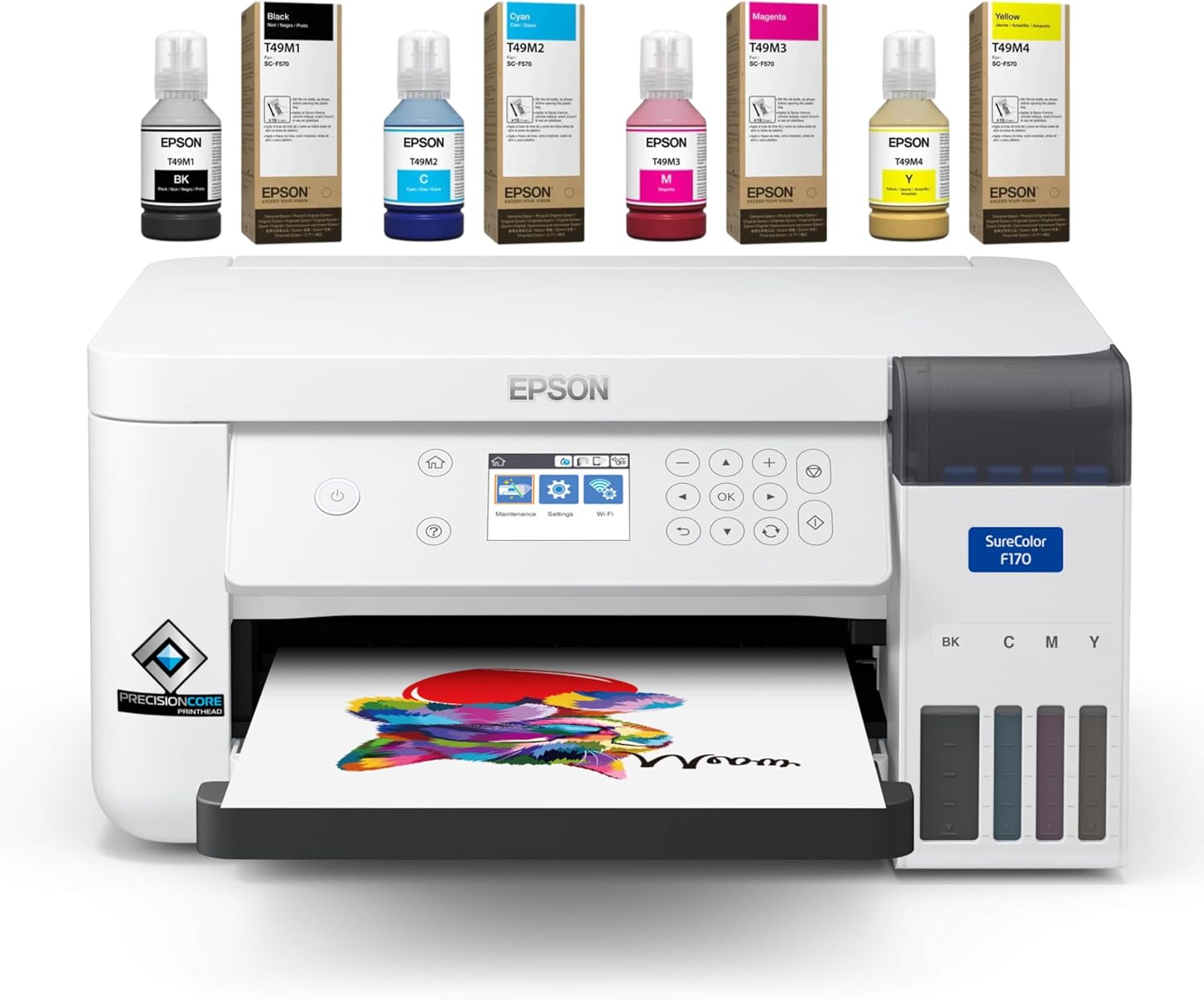 Epson Surecolor F170 Sublimation Blank Bundle – Printer with CMYK Ink Set, Tumbler & Flat Blanks Starter Kit, Sublimation Paper, Heat Tape & Design Pack – Perfect for Beginners & Small Business