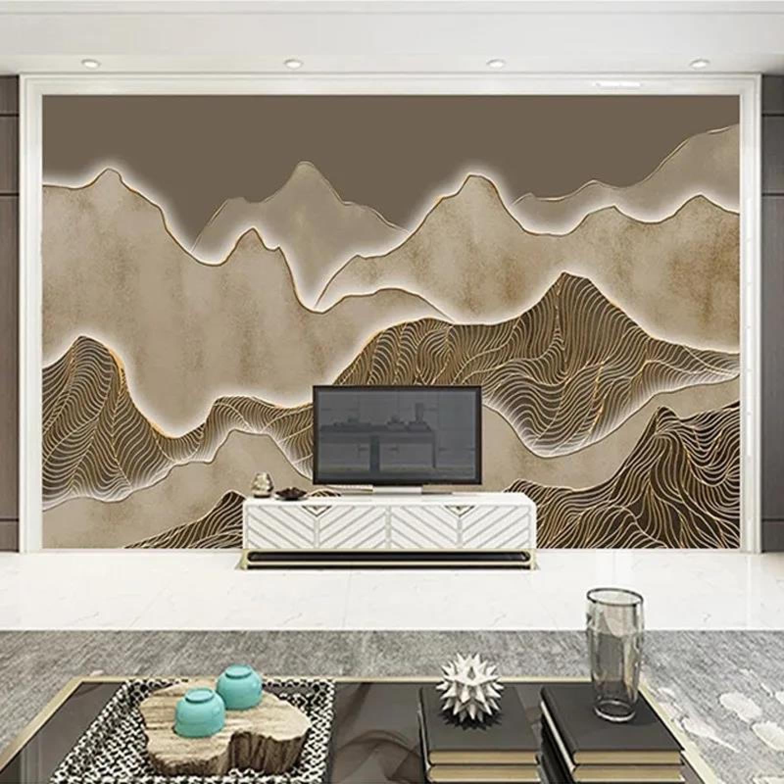 Papier peint panoramique 3D montagne pour une chambre apaisante