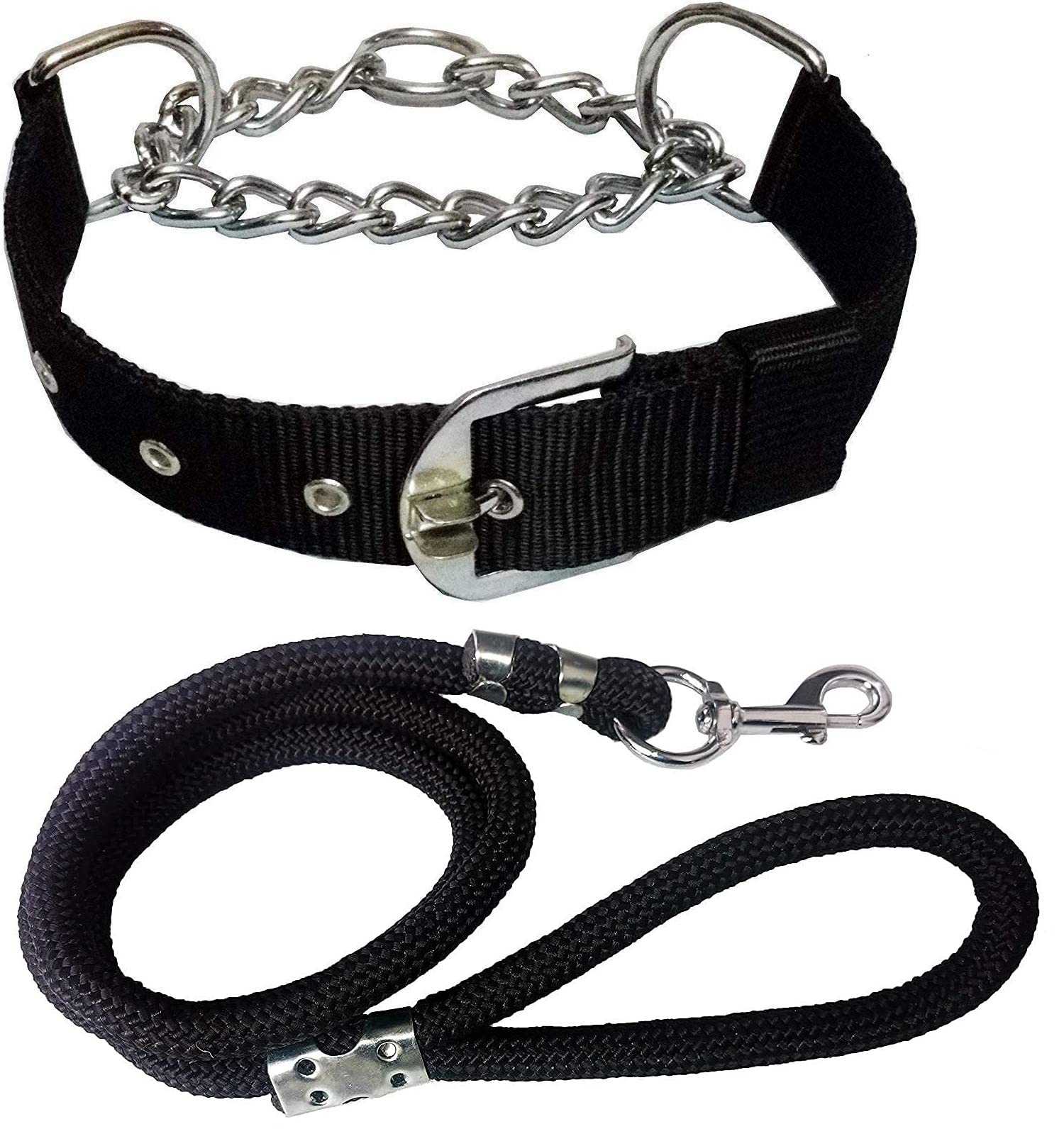 RvPaws Dog Belt Adustable Combo of Nylon Choke Collar 1 Inch with Rope Lead 60 Inch Lengthy, Dog Collar & Leash for Your Medium & Large Dogs. (Bkack) (B09N1B5L4T) Amazon Price History, Amazon Price Tracker