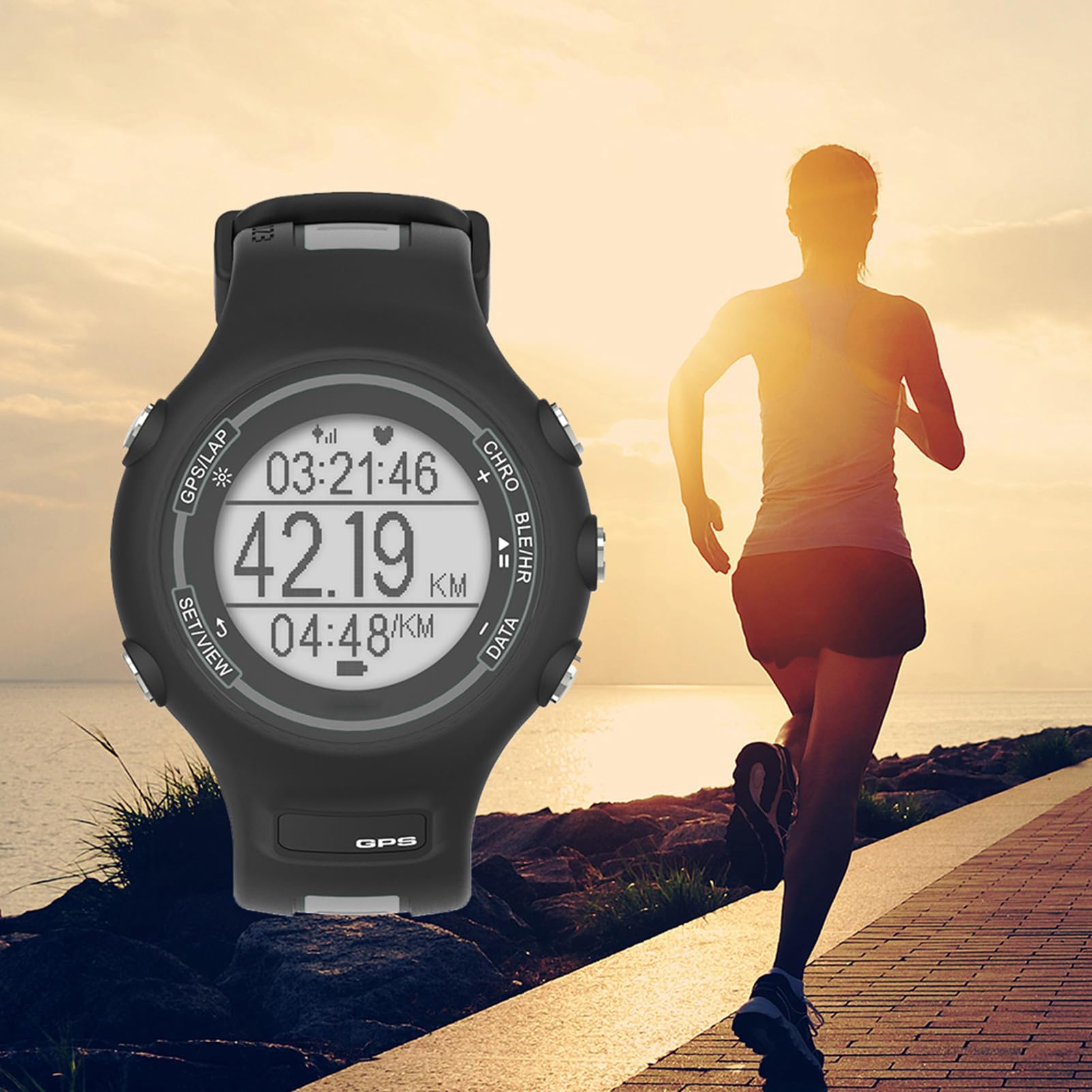 Ejoyous EZON GPS Sportuhr, Schwarz (Black)