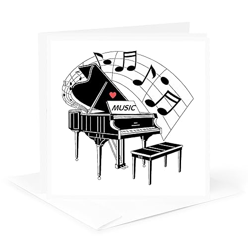 Miniatura 5 de 3dRose Piano negro con notas bailando y música de amor en él - Tarjetas de felicitación, 6 x 6 pulgadas, juego de 12 (gc_44809_2)